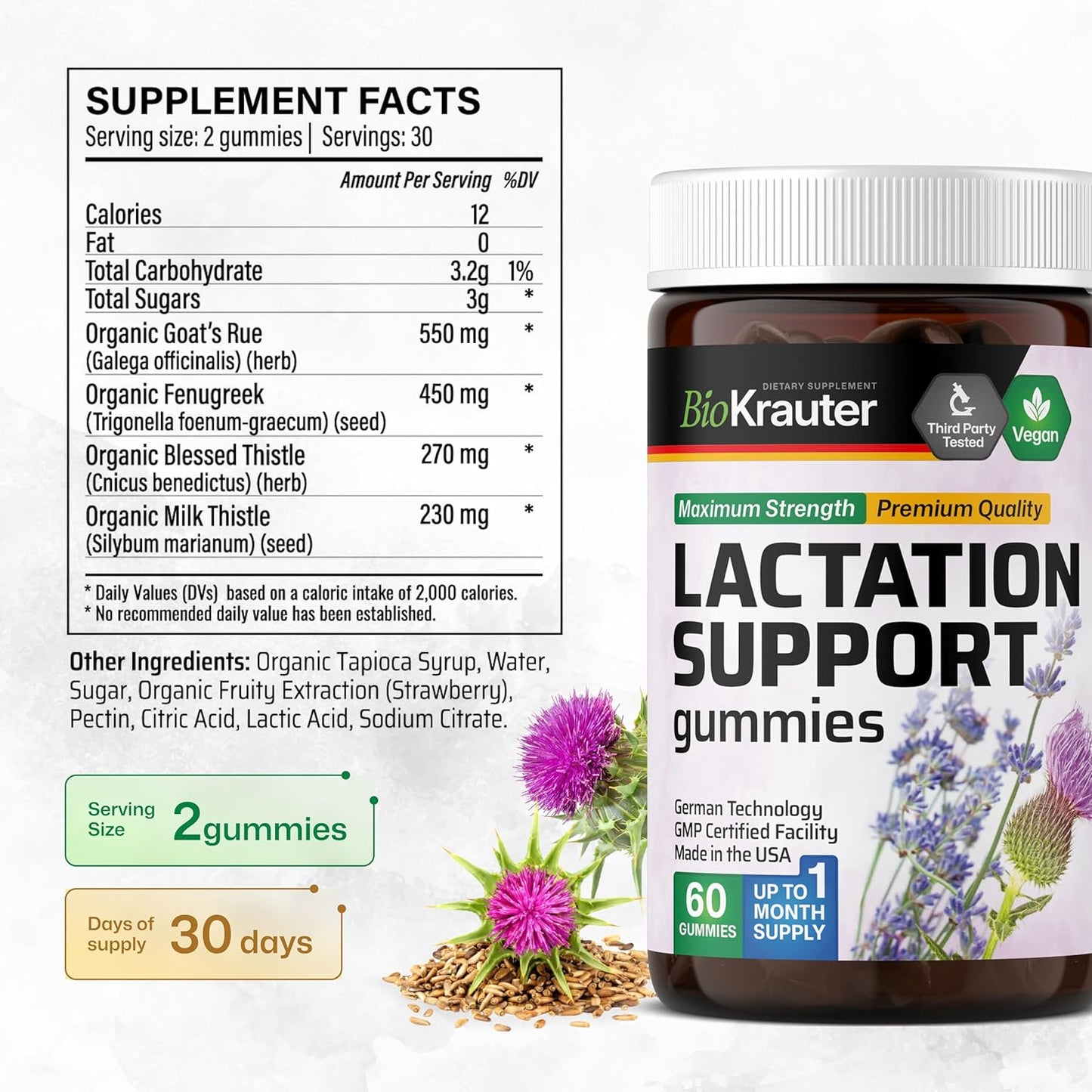 Goat's Rue Herbal Supplement for Lactation Support: Capsules and Gummies Combination Pack