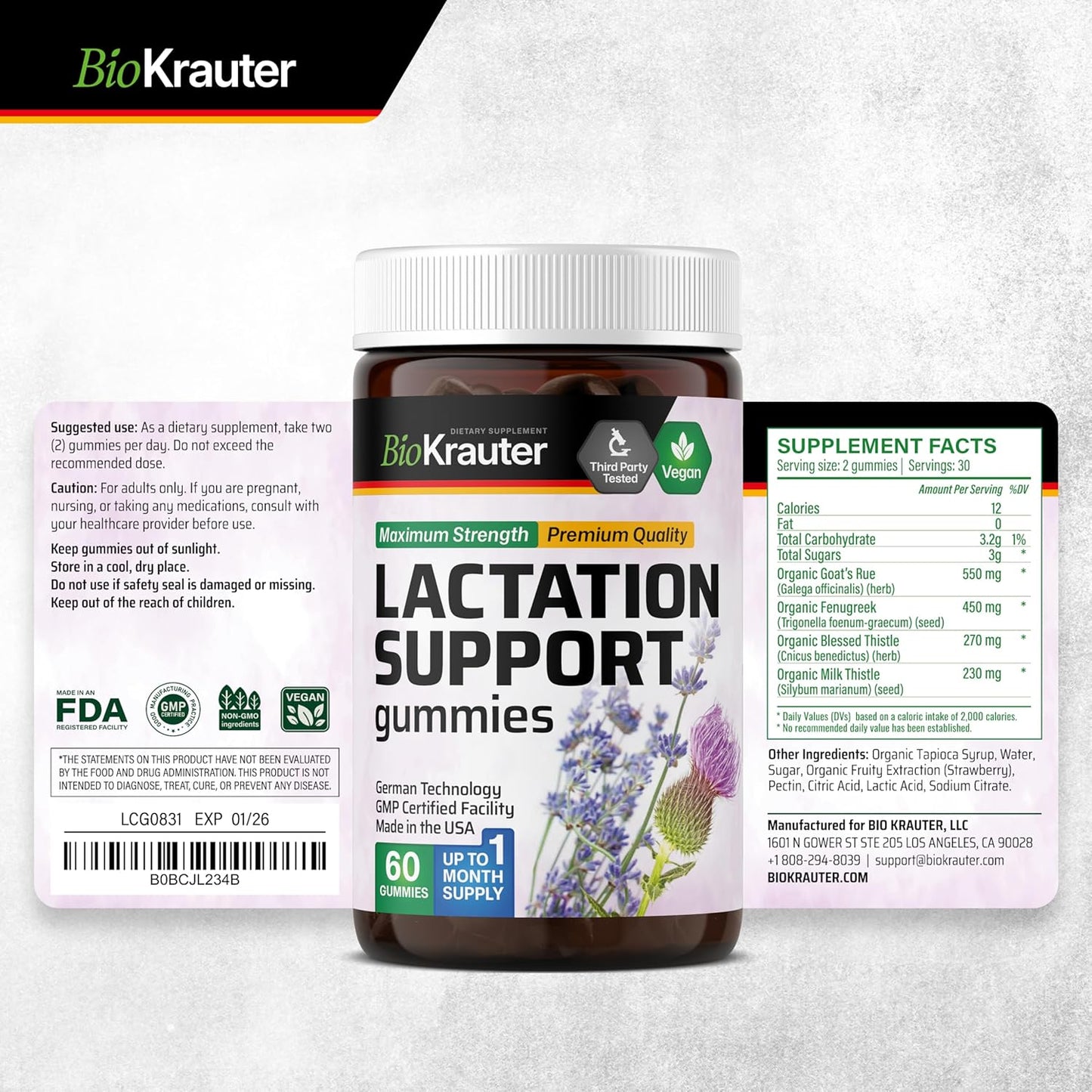 Goat's Rue Herbal Supplement for Lactation Support: Capsules and Gummies Combination Pack