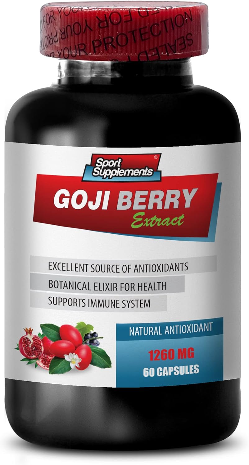 Goji Berry Immune Defense Supplement with Pomegranate Extract - Antioxidant Pills for Energy Boost and Detox - 2 Bottles x 120 Capsules