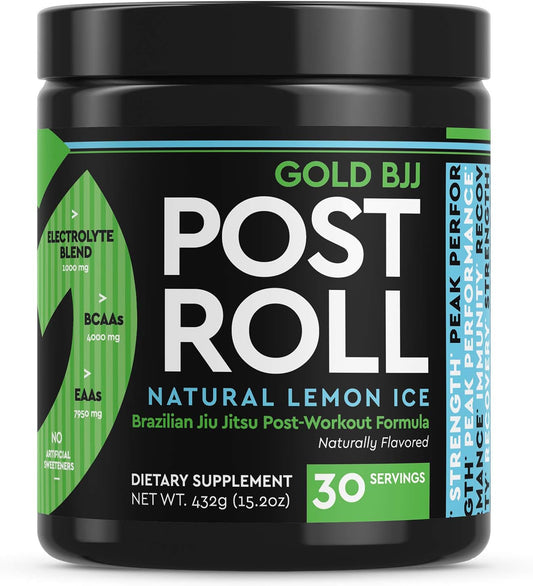 Gold BJJ PostRoll - Jiu Jitsu Recovery Powder with Essential Amino Acids for Post-Workout (Lemon Ice, 30 Servings) - BoostGo Australia