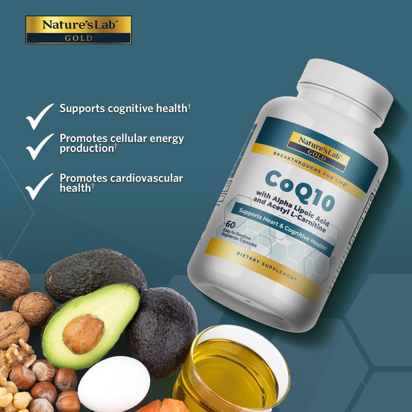 Gold CoQ10 + Alpha Lipoic Acid + Acetyl L-Carnitine HCl Supplement for Enhanced Health and Vitality