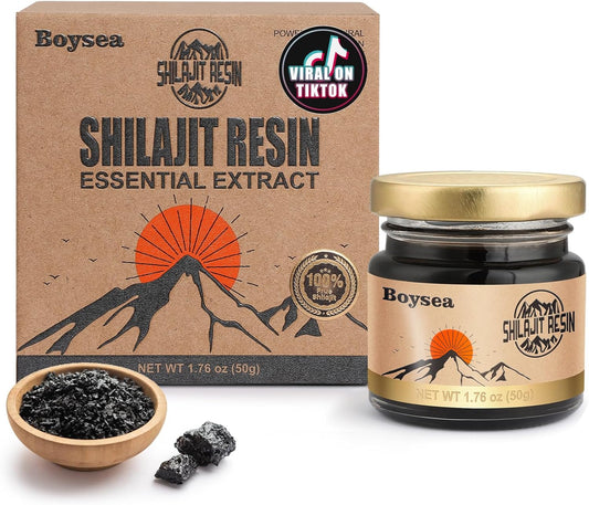 Gold Grade Boysea Pure Himalayan Shilajit Resin - 1.76 Oz - 80+ Servings - 85+ Trace Minerals - 75%+ Fulvic Acid - Zero Sugar - Natural Energy and Focus Supplement for Men & Women - BoostGo Australia