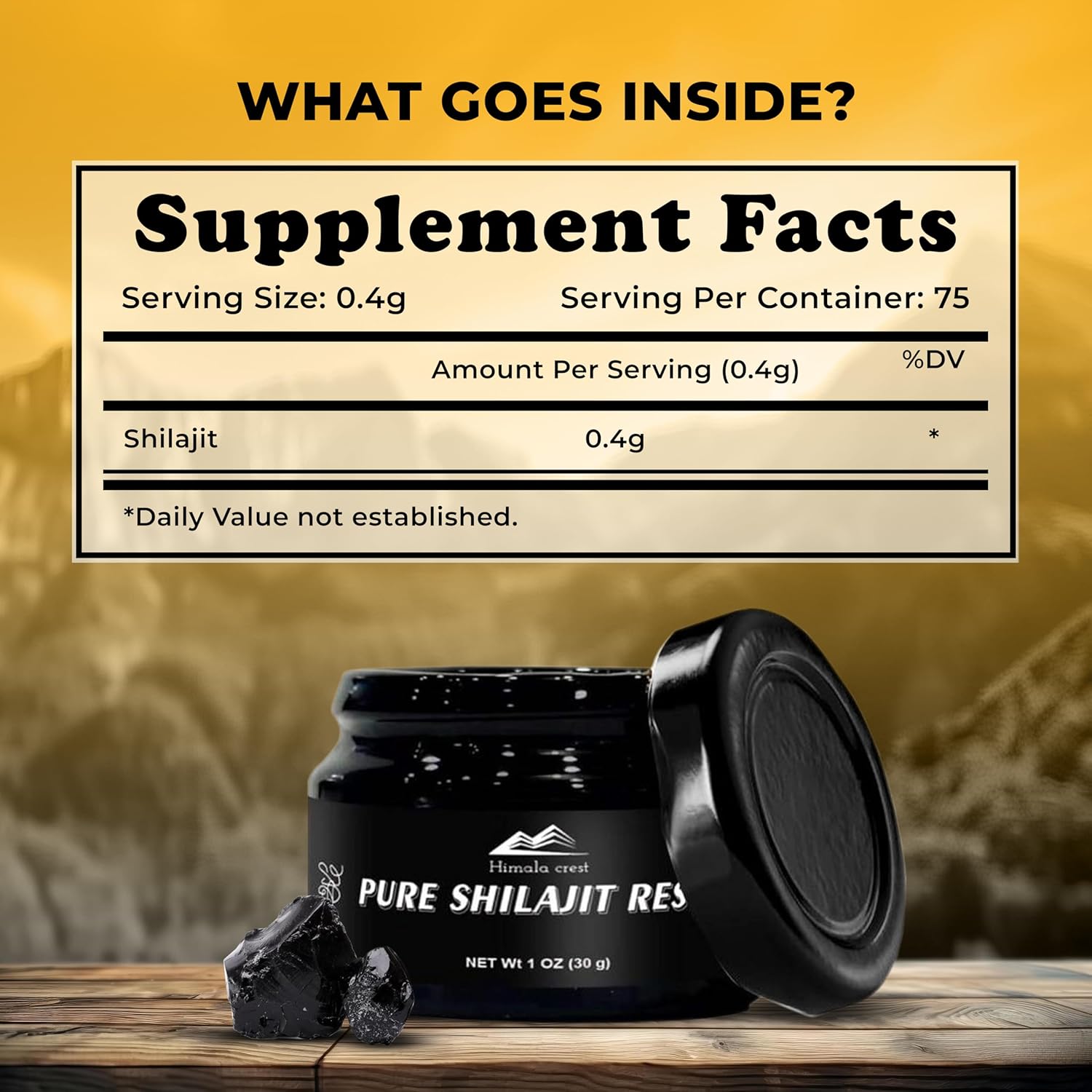 Gold Grade Pure Himalayan Organic Shilajit Resin - High Potency with 70% Fulvic Acid, 85+ Trace Minerals for Energy & Immune Support - 30g, 75 Servings