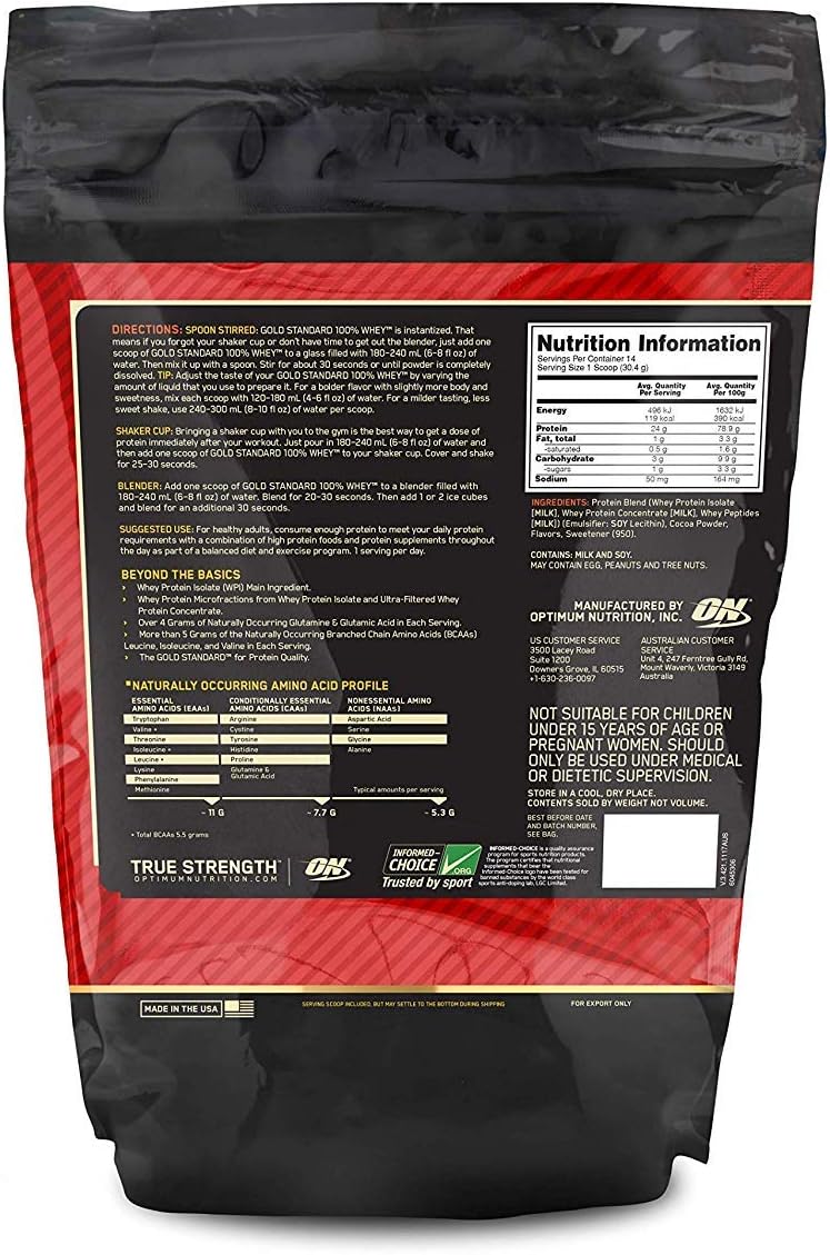 Gold Standard 100% Whey Protein Powder - Double Rich Chocolate - 1 lb