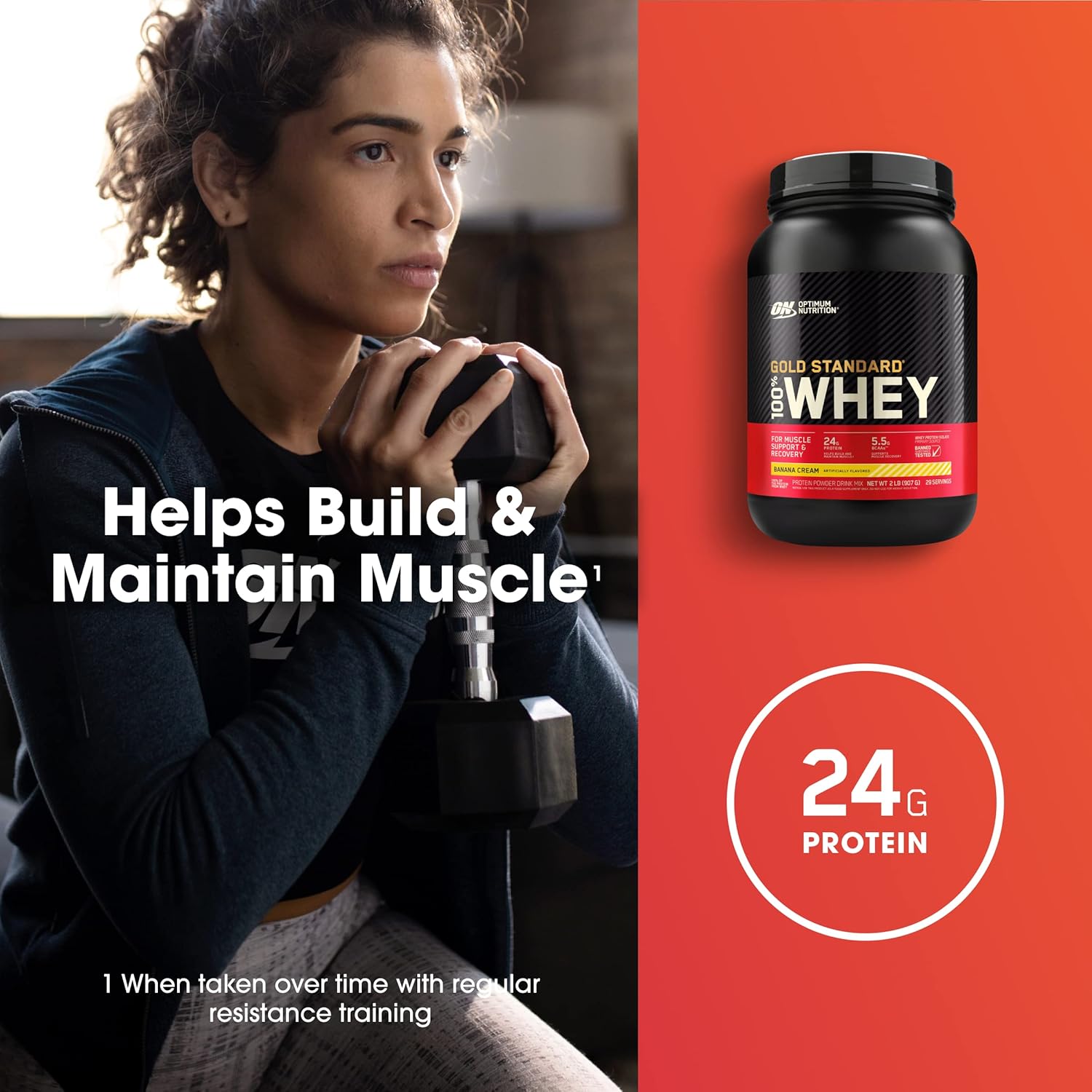 Gold Standard® 100% Whey Protein Powder, Banana Cream Flavor, 2 lbs (907 g)