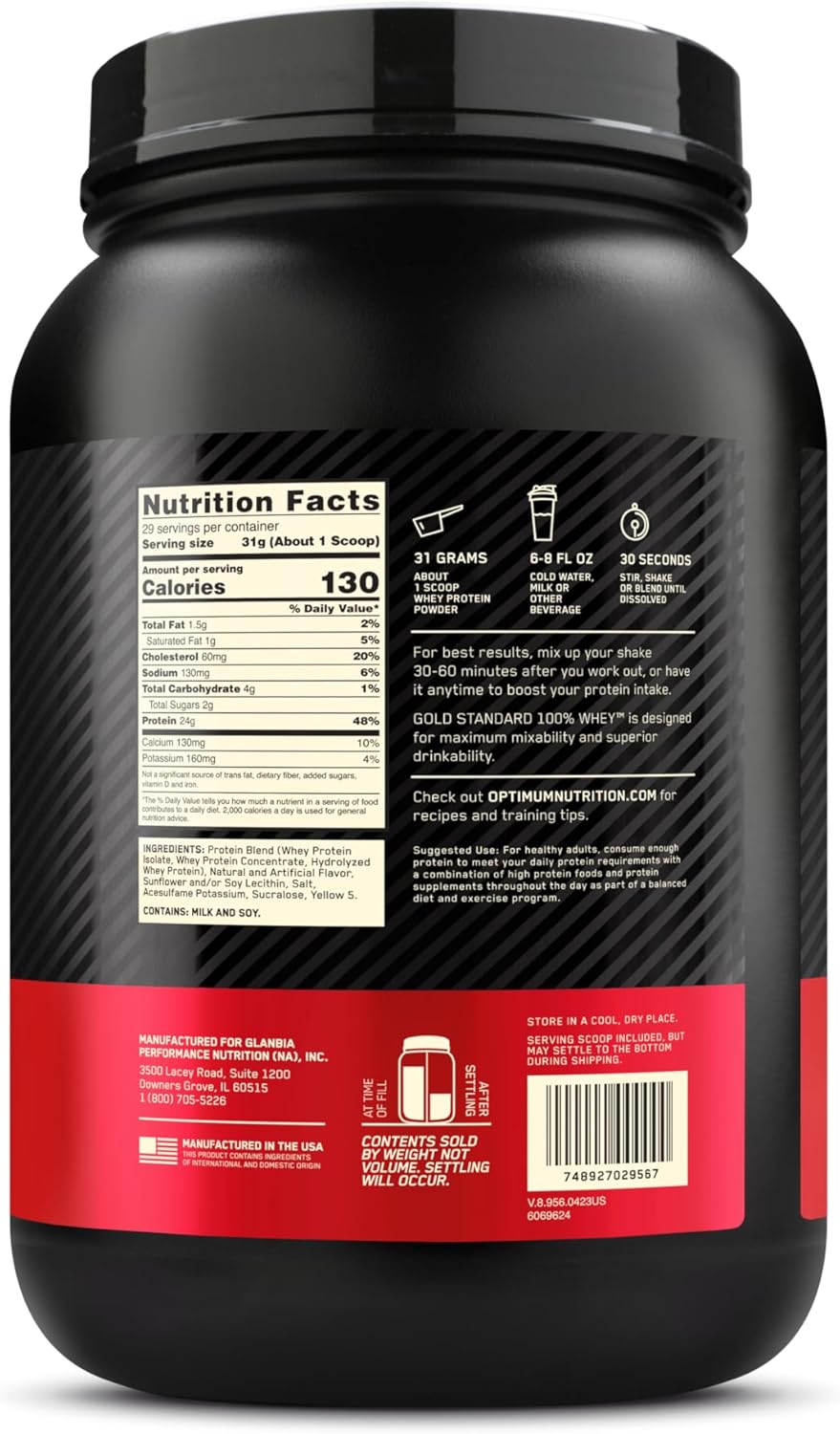 Gold Standard® 100% Whey Protein Powder, Banana Cream Flavor, 2 lbs (907 g)