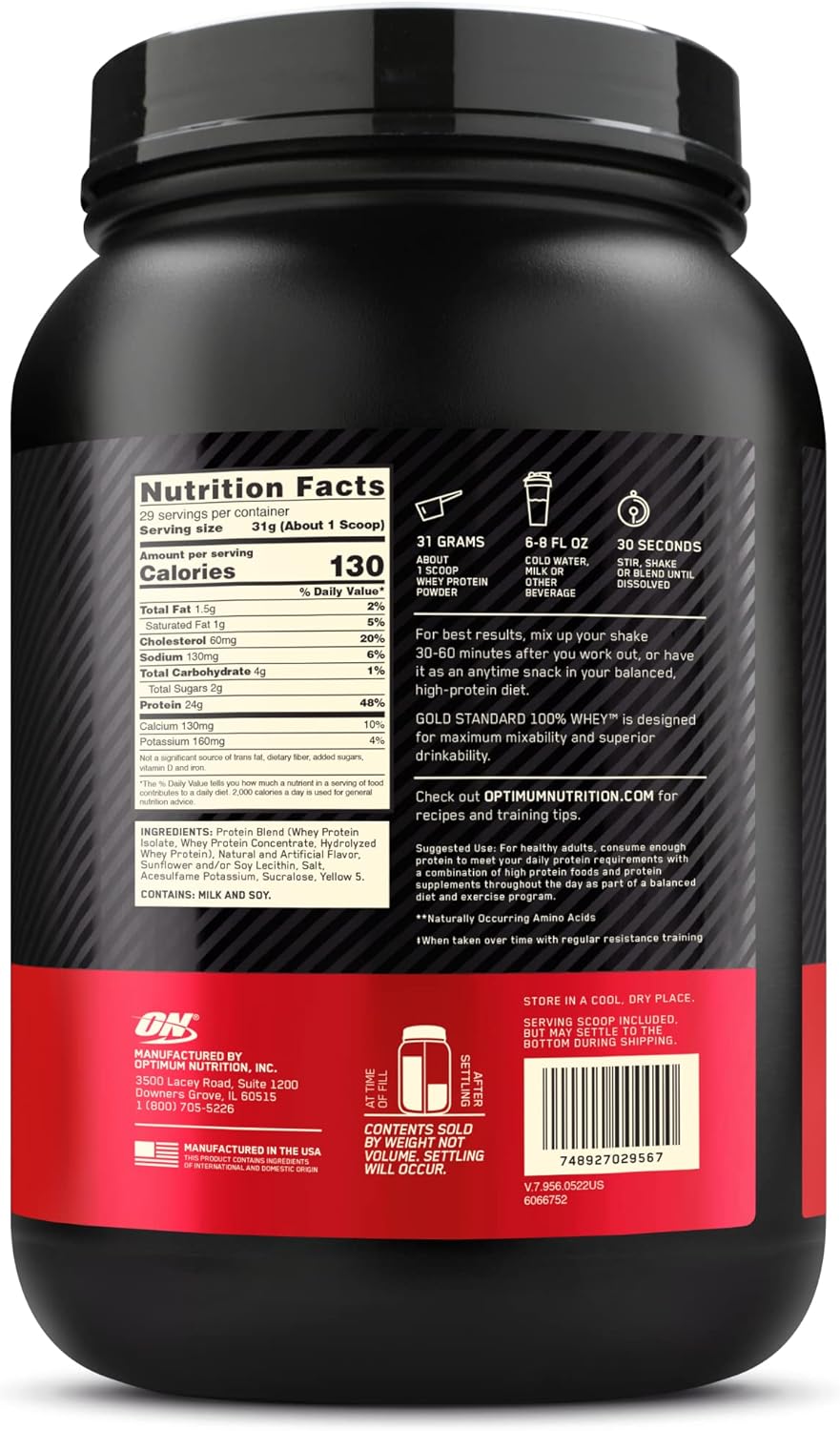 Gold Standard 100% Whey Protein Powder in Banana Cream Flavor - 2 Pound Pack