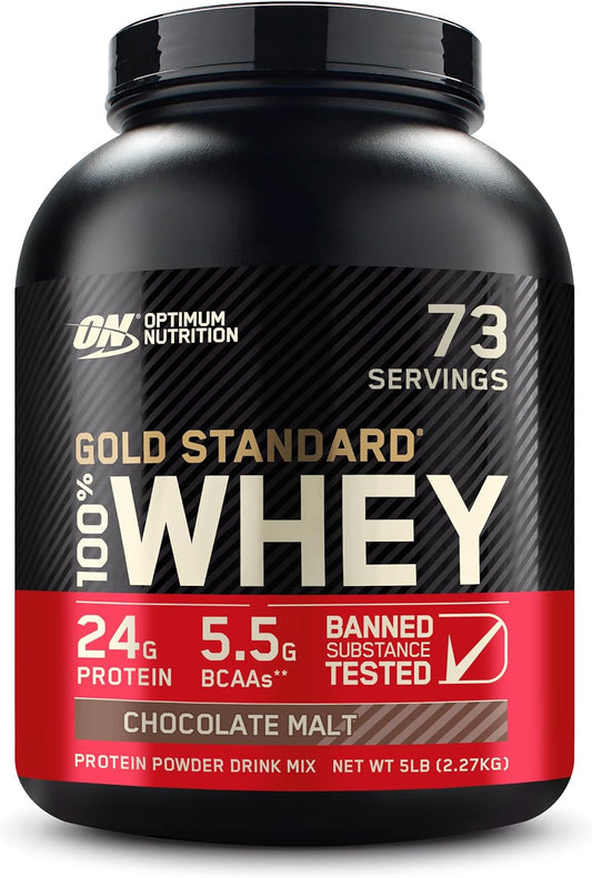 Gold Standard 100% Whey Protein Powder in Chocolate Malt Flavor - 5lb Jar (Packaging May Differ)