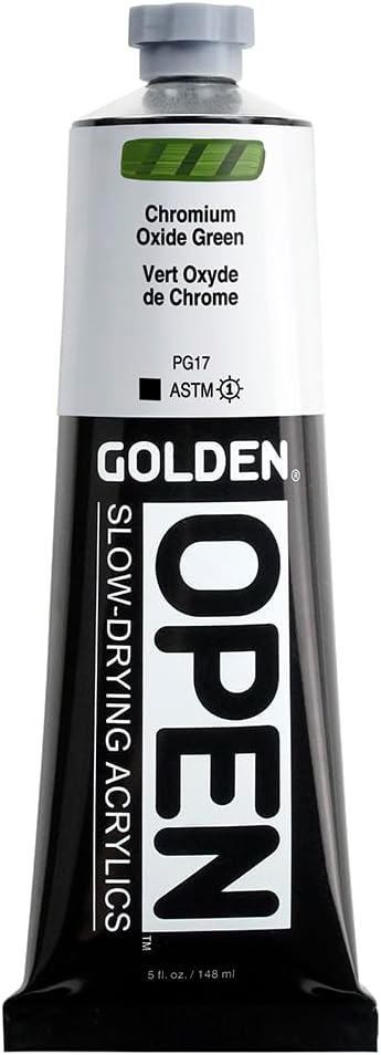 Golden Artist Colors OPEN Slow-Drying Acrylics by GOLDEN, Chromium Oxide Green, 5 fl oz. tube, Professional Acrylic Paint, Opaque