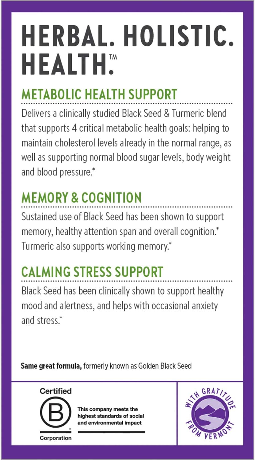 Golden Black Seed & Turmeric Capsules for Metabolic Health and Healthy Mood - 60 ct Vegan Capsules - BoostGo Australia