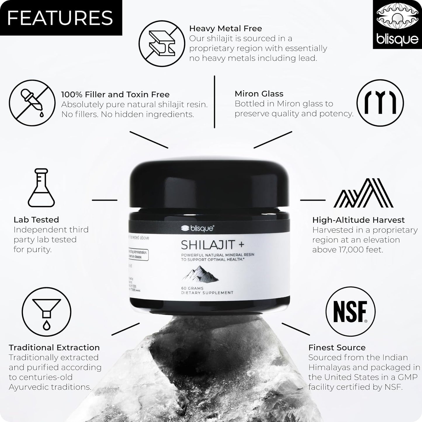 Golden Grade A Himalayan Organic Shilajit Resin Supplement with Fulvic Acid | 60g Pure and Natural Trace Minerals