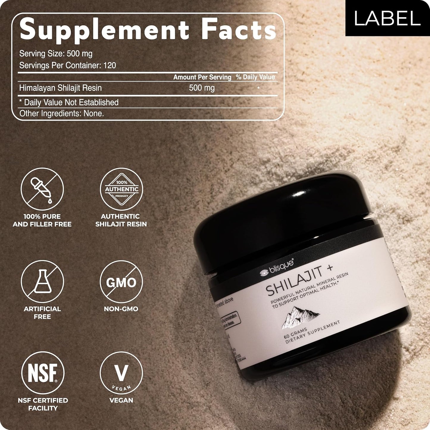 Golden Grade A Himalayan Organic Shilajit Resin Supplement with Fulvic Acid | 60g Pure and Natural Trace Minerals