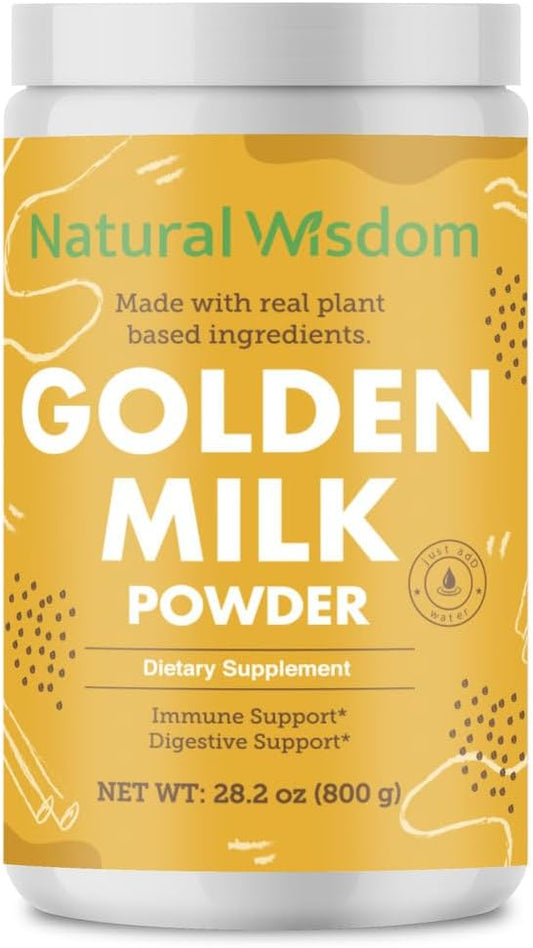 Golden Milk Powder with Turmeric, Ginger, Cinnamon, Cardamom, and Coconut Milk for Good Digestion - 100% Natural and Gluten Free - 28.2 oz