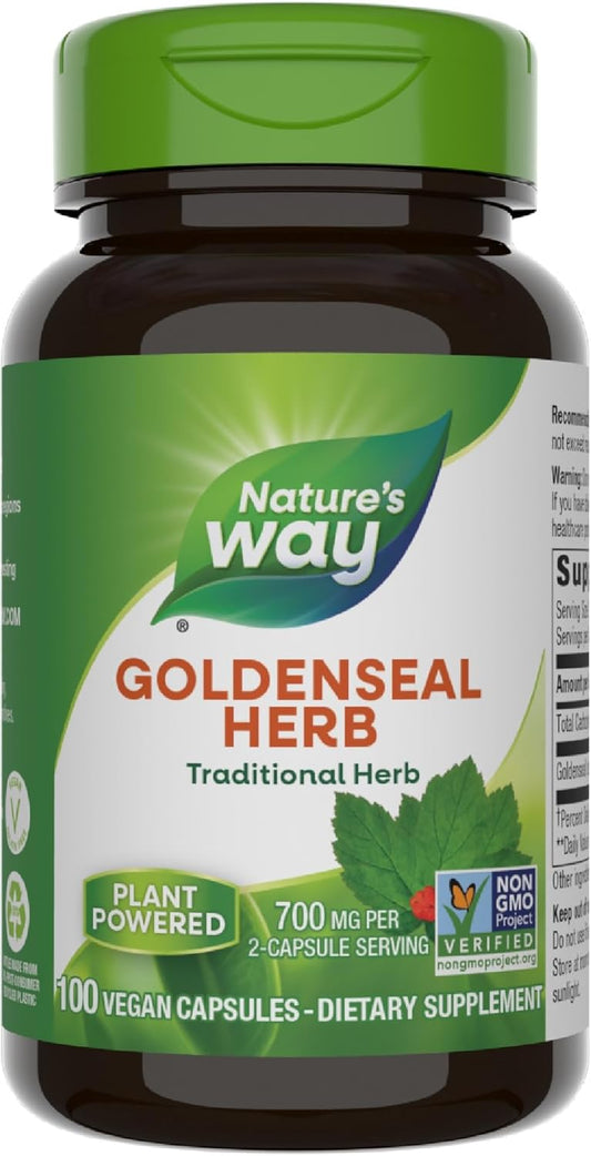 Goldenseal Herbal Supplement, 700mg per Serving, Non-GMO, Vegan, 100 Capsules by Nature's Way