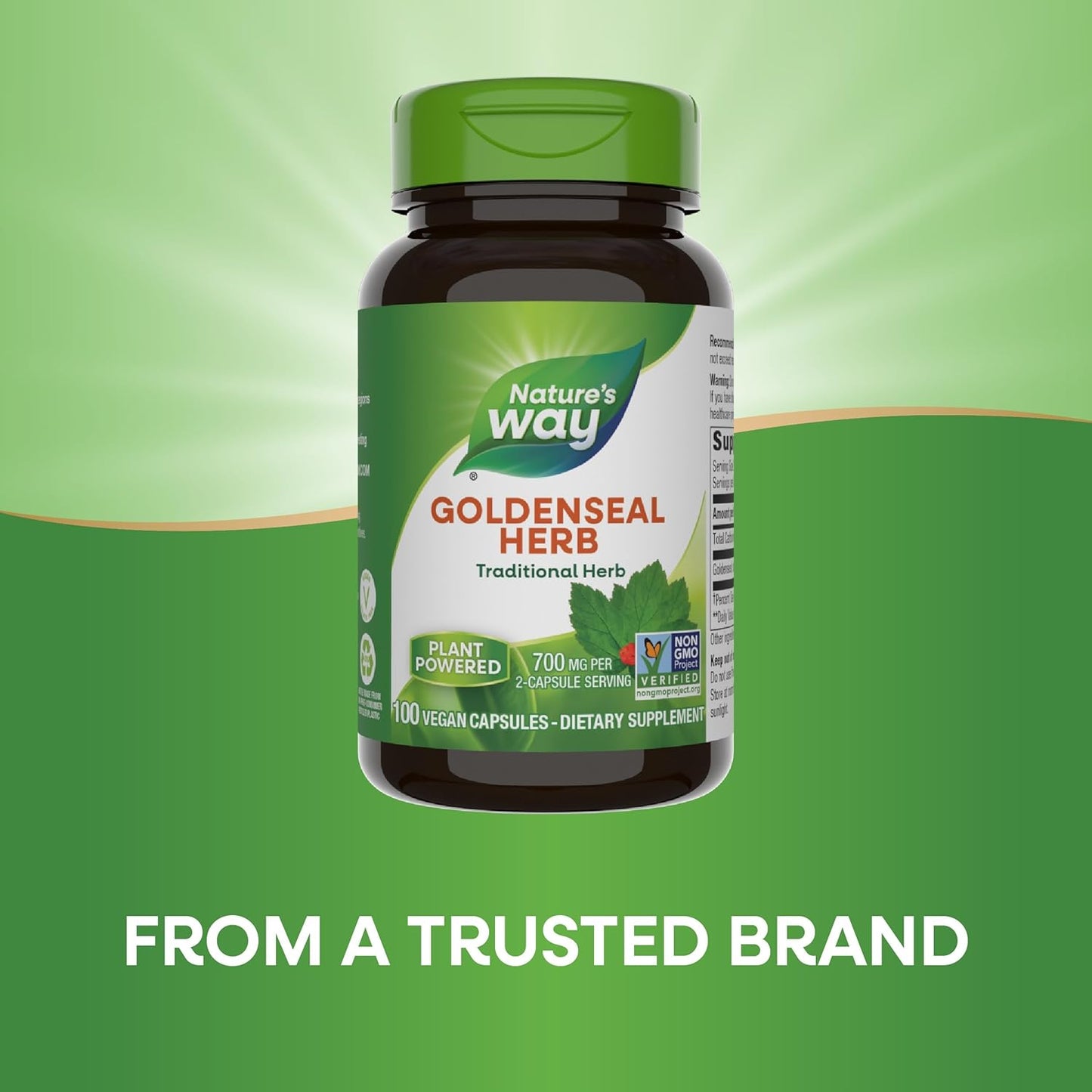 Goldenseal Herbal Supplement, 700mg per Serving, Non-GMO, Vegan, 100 Capsules by Nature's Way