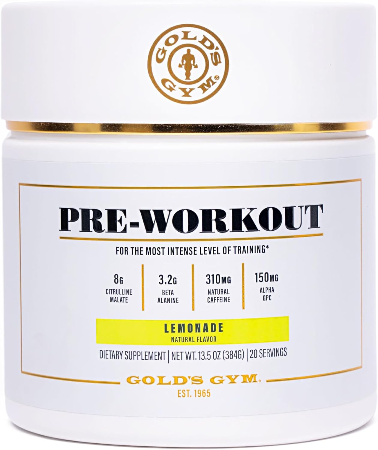 Gold's Gym Nutrition Lemonade Pre-Workout Powder | Vegan, Keto-Friendly with Green Coffee Bean Caffeine - BoostGo Australia