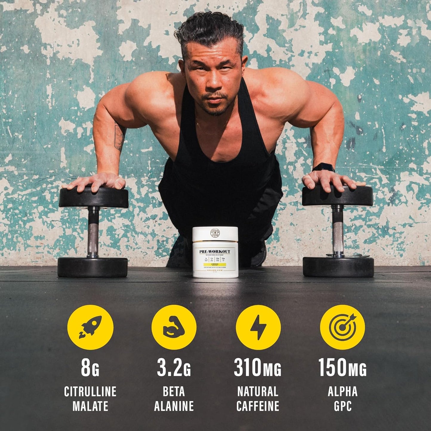 Gold's Gym Nutrition Lemonade Pre-Workout Powder | Vegan, Keto-Friendly with Green Coffee Bean Caffeine - BoostGo Australia