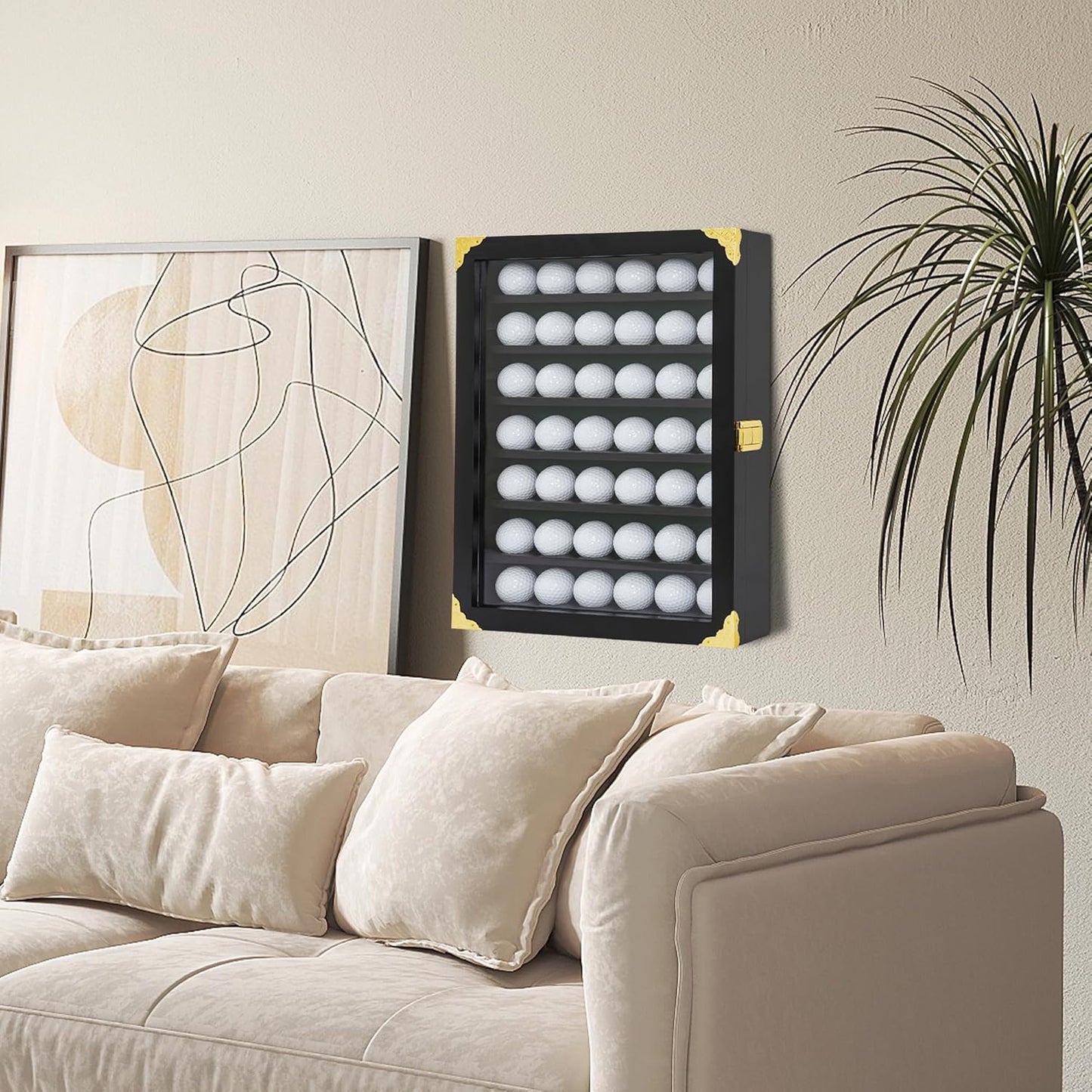 Golf Ball Display Case for 42 Golf Balls - Wall Mount or Stand - Perfect Gift for Golf Enthusiasts