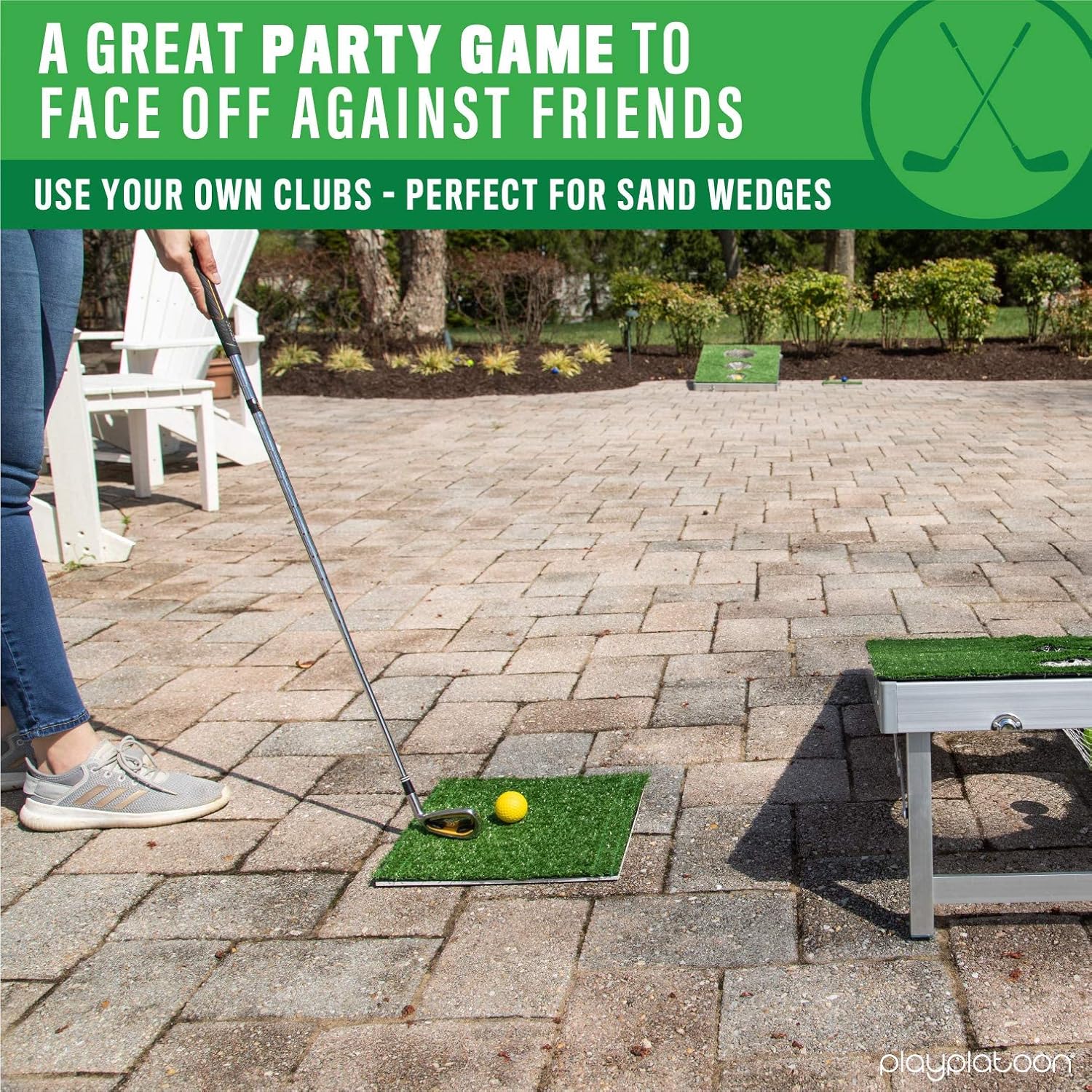 Golf Cornhole Game Set with Foam Balls, Chip Mat, Scoreboard, and Carry Case - Perfect for Golfers' Chipping Practice and Backyard Fun