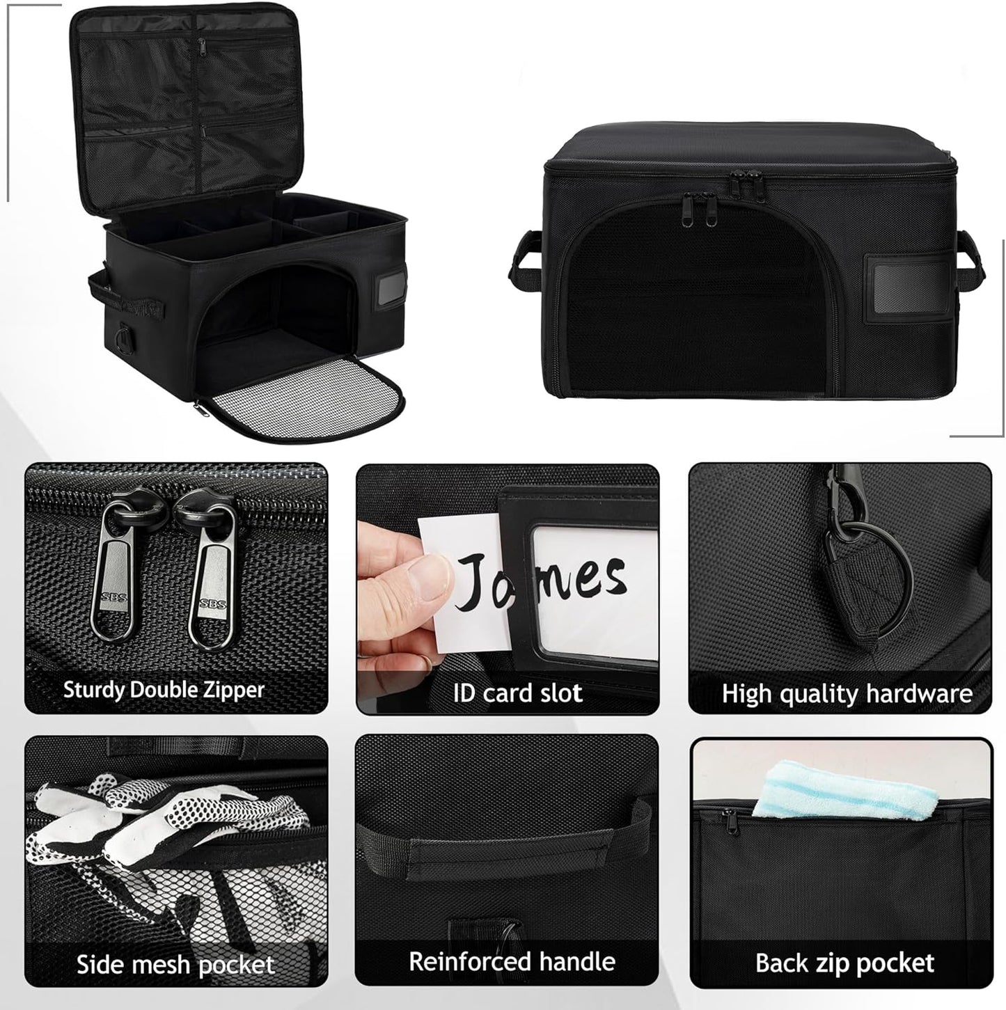 Golf Trunk Organizer with Ventilated Compartment for Shoes and Storage for Balls, Tees, Clothes, Gloves