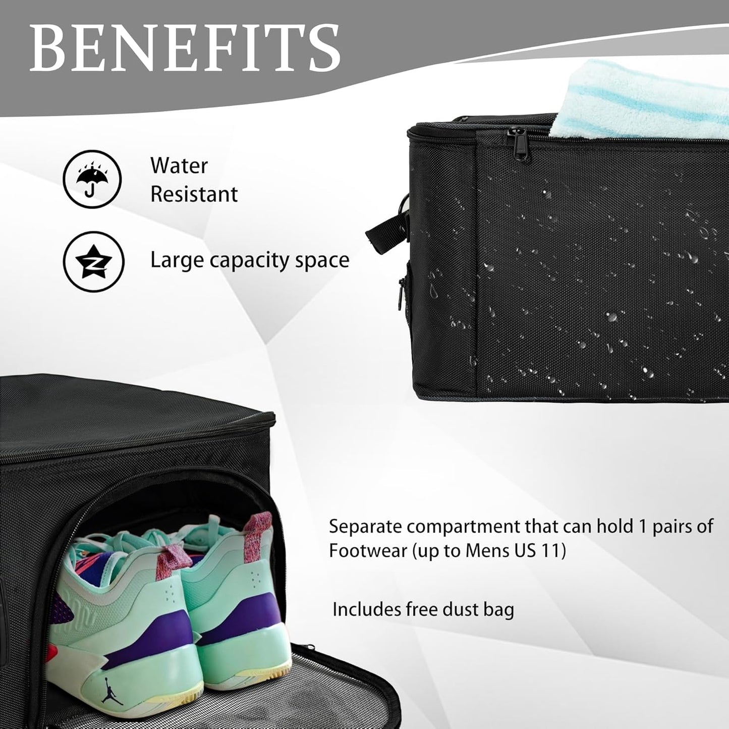 Golf Trunk Organizer with Ventilated Compartment for Shoes and Storage for Balls, Tees, Clothes, Gloves