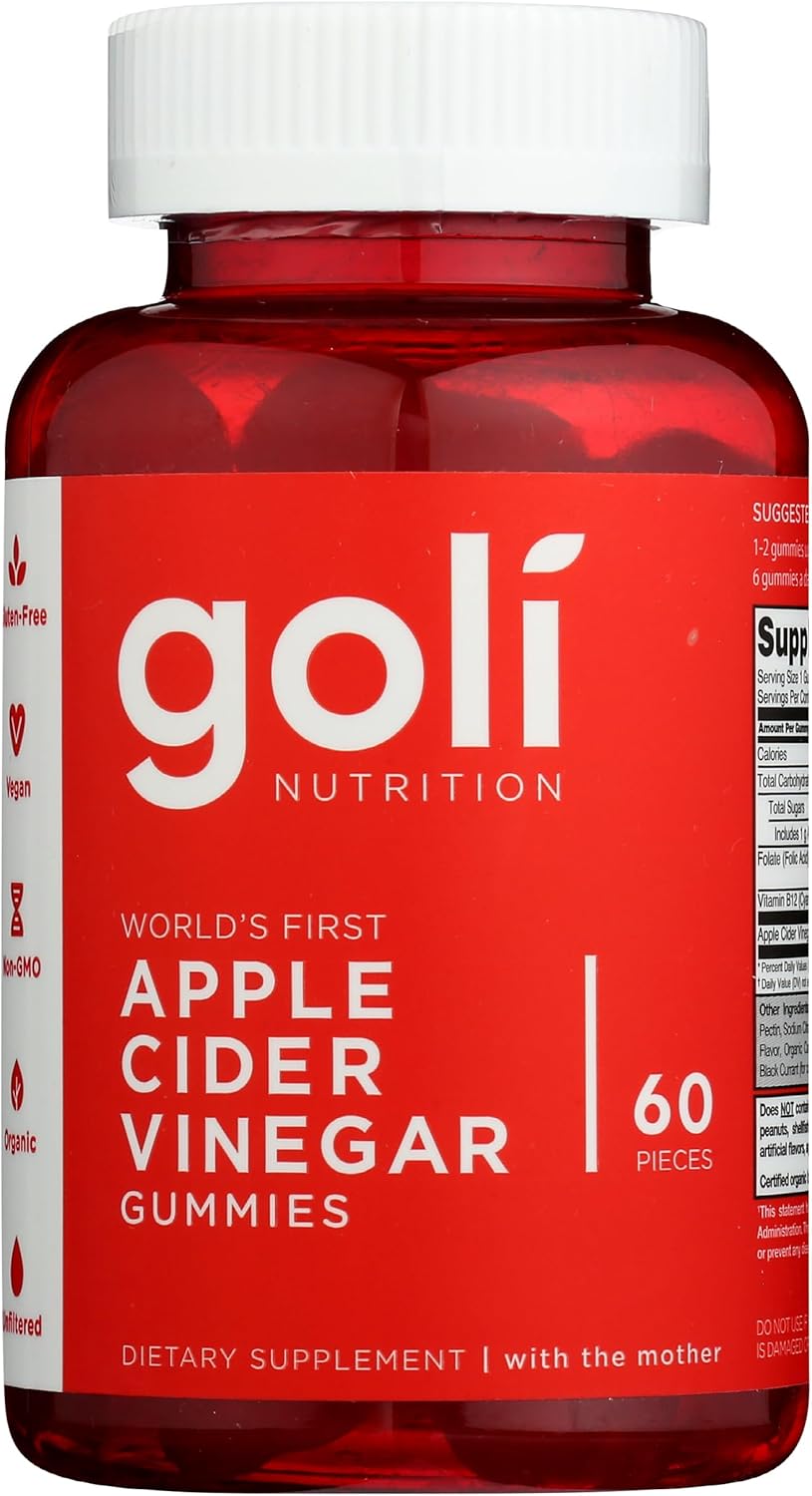 Goli Nutrition Apple Cider Vinegar Gummies - 60 Count Bottle for Digestion and Weight Management