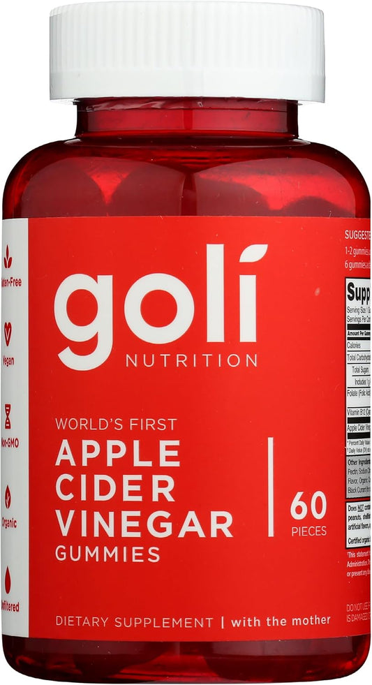 Goli Nutrition Apple Cider Vinegar Gummies - 60 Count Bottle for Digestion and Weight Management
