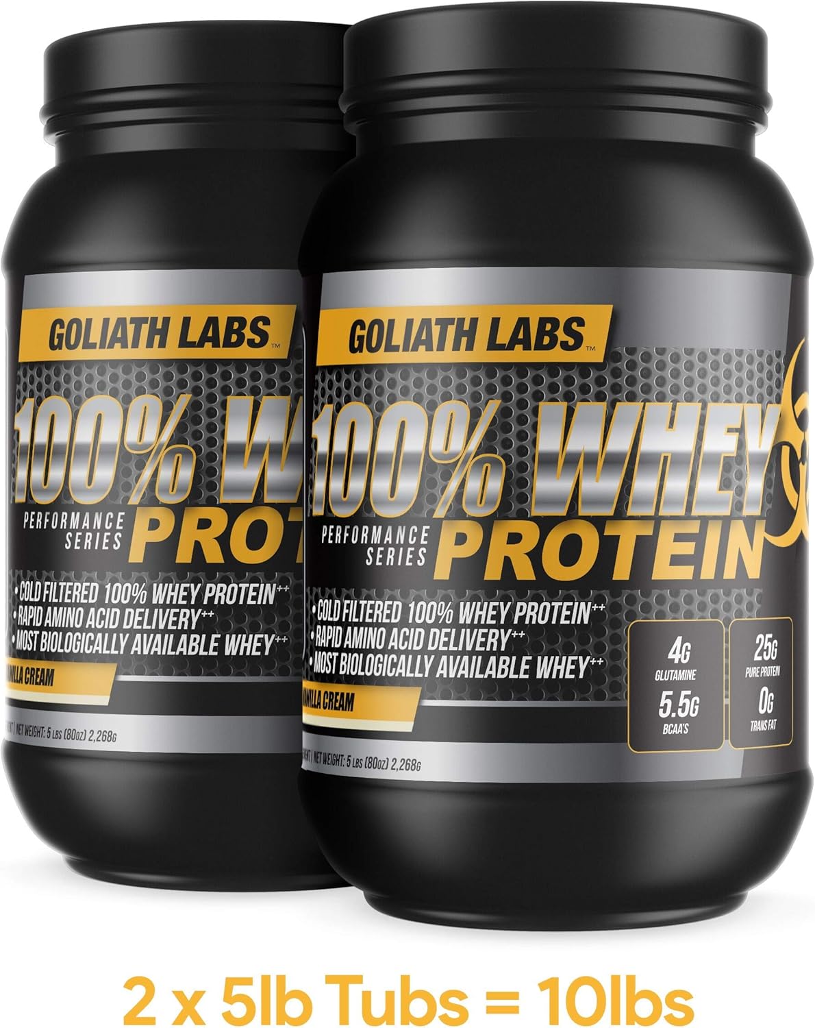 Goliath Labs Vanilla 100% Whey Protein Powder - 10 lb Size for Muscle Building & Recovery