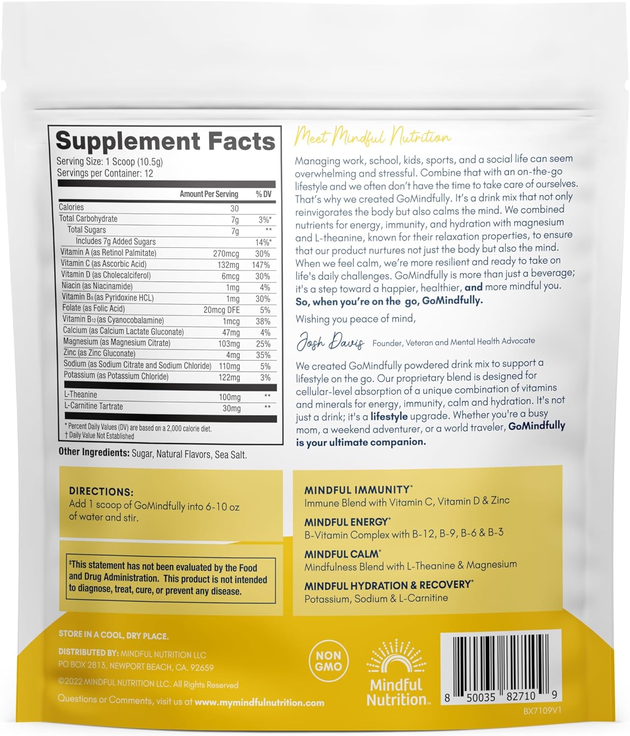 GoMindfully Super Calm Magnesium Powder Drink Mix - Lemon Flavor - 4.4oz - Mindful Nutrition