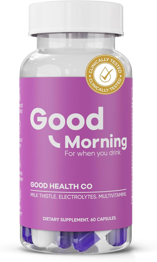 Good Health Co Good Morning Hangover Pills - Clinical Relief and Liver Support with Electrolytes, Milk Thistle, and DHM for Morning Recovery - BoostGo Australia