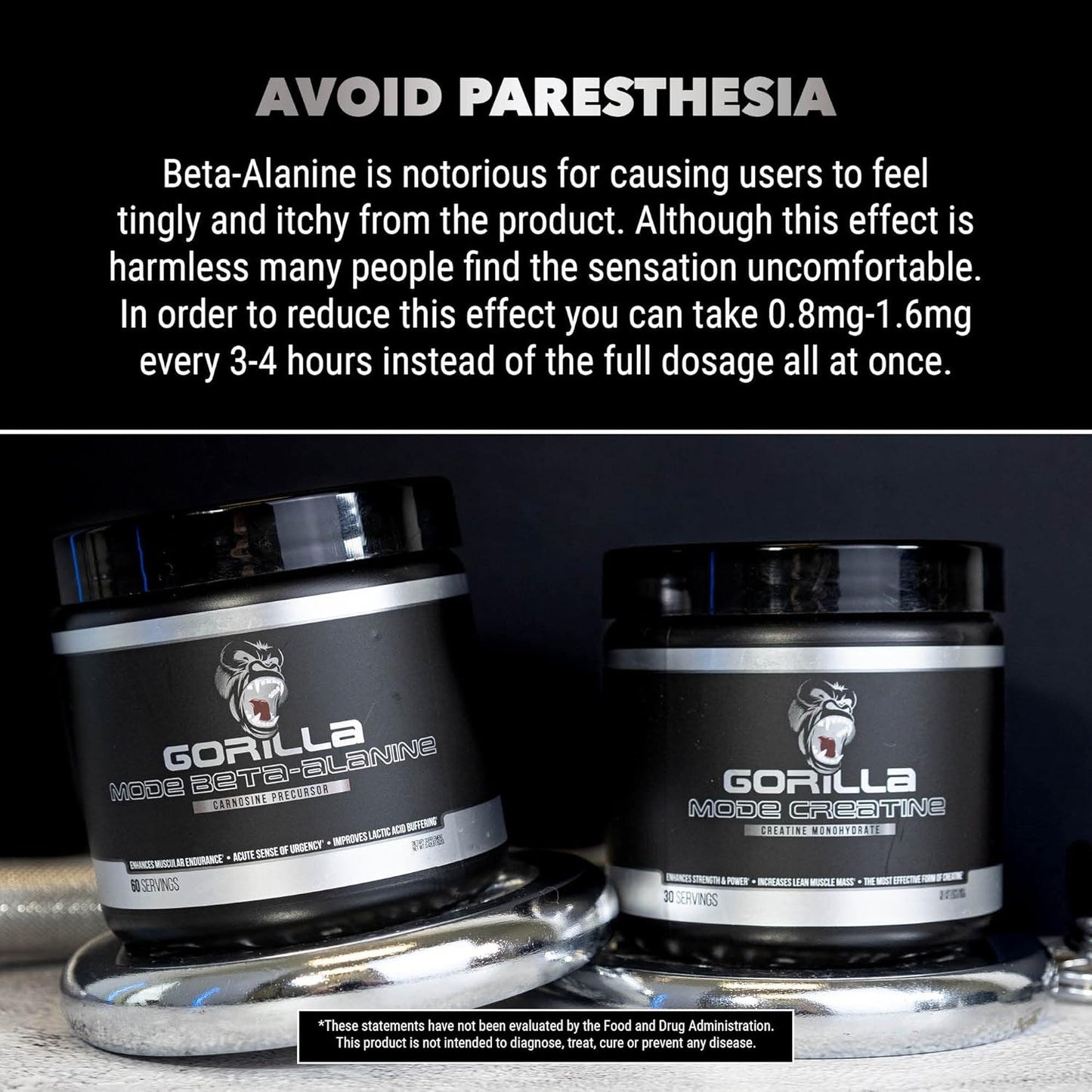 Gorilla Mind Beta-Alanine Supplement for Enhanced Muscular Endurance - 3.2 Grams per Serving