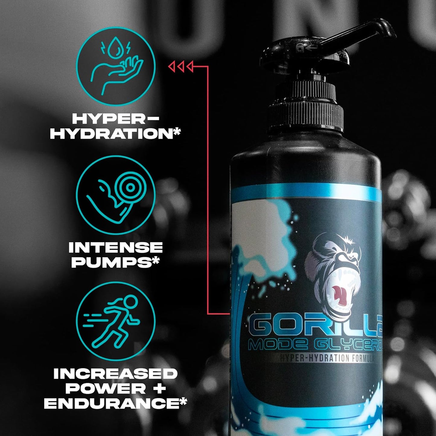 Gorilla Mind Gorilla Mode Liquid Glycerol Pre-Workout for Intense Pumps and Increased Endurance - Hydrating Formula / 33 FL OZ (Unflavored)