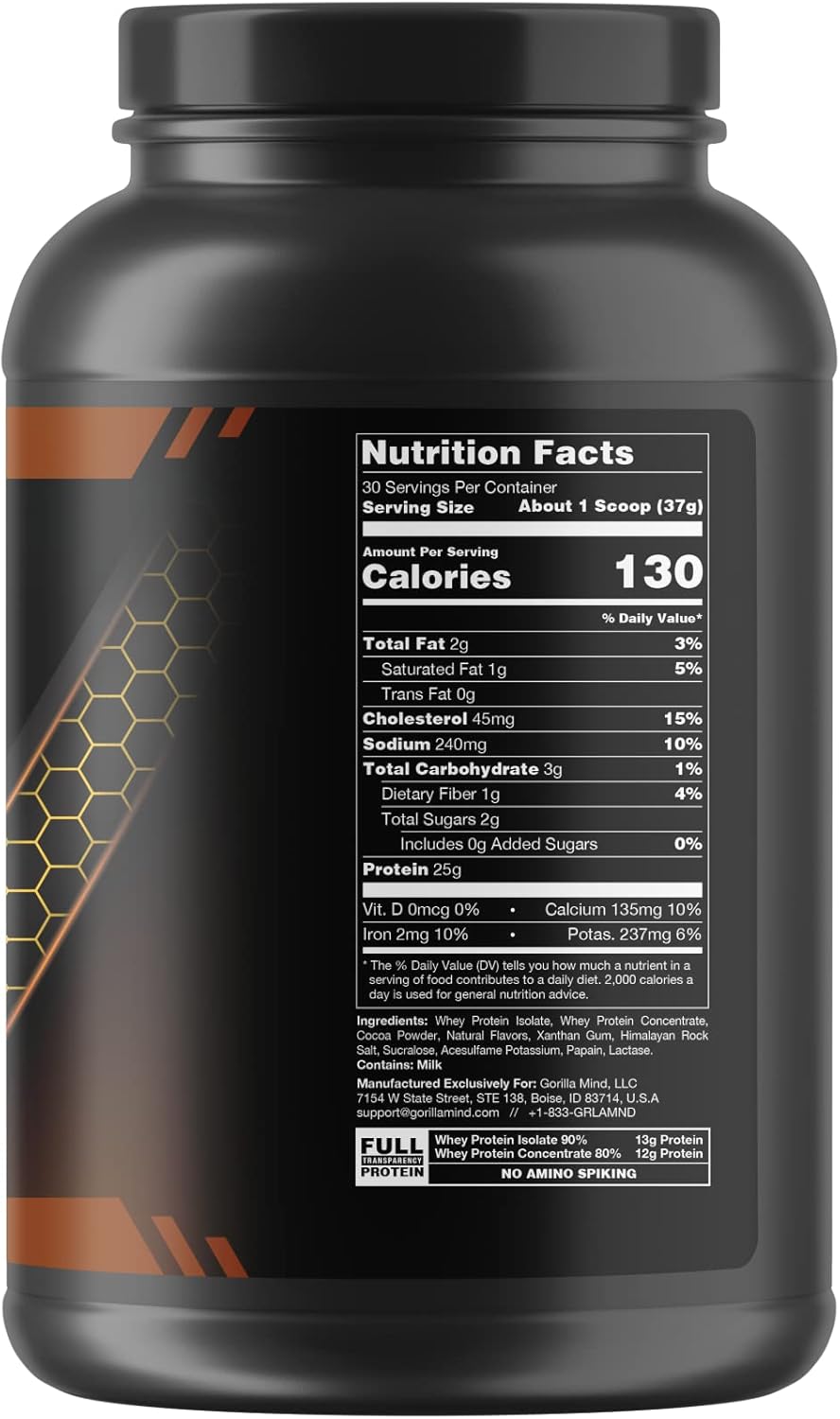 Gorilla Mind Gorilla Mode Premium Chocolate Whey Protein - 25g Whey Protein Isolate & Concentrate, Muscle Recovery & Growth (30 Servings) - BoostGo Australia