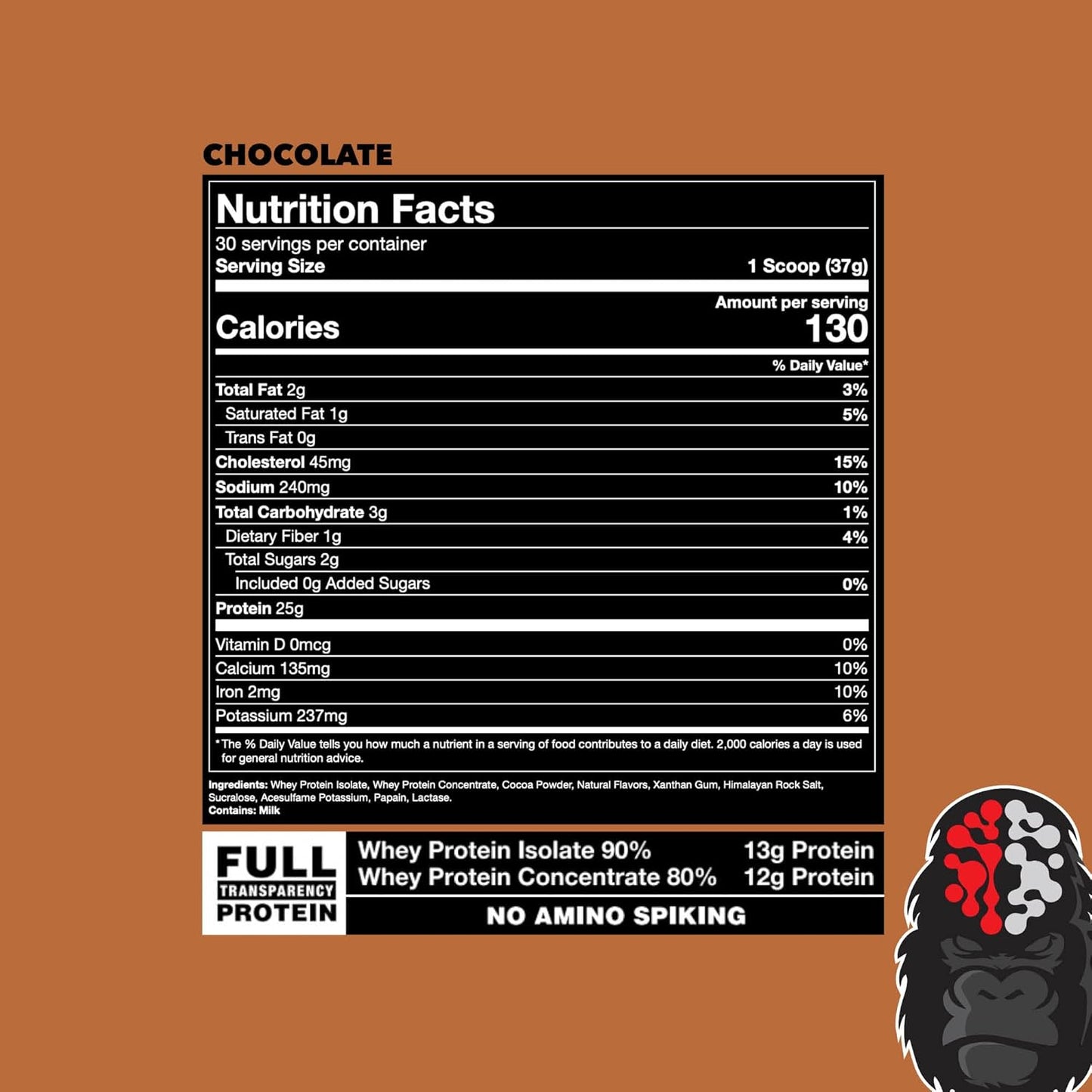 Gorilla Mind Gorilla Mode Premium Chocolate Whey Protein - 25g Whey Protein Isolate & Concentrate, Muscle Recovery & Growth (30 Servings) - BoostGo Australia