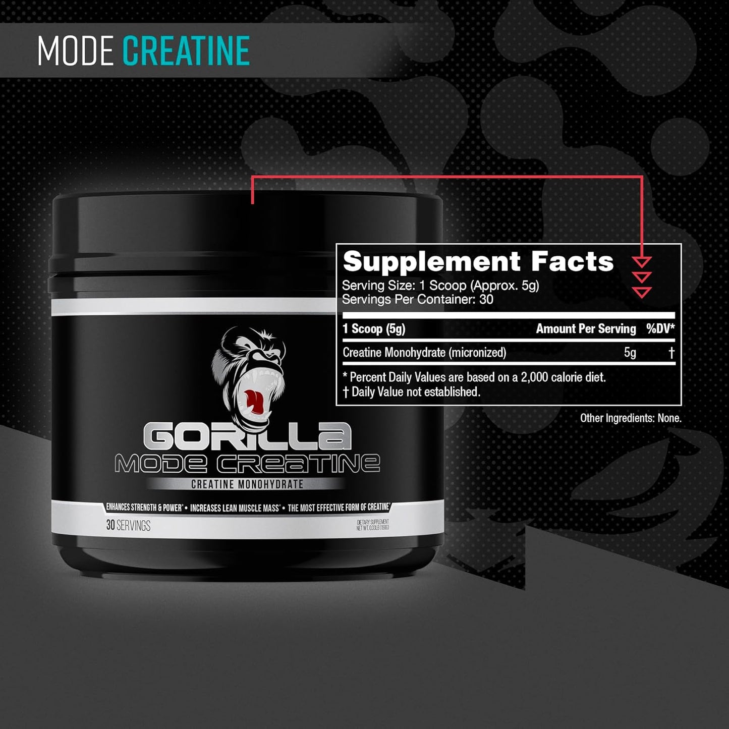 Gorilla Mind Micronized Creatine Monohydrate Powder for Muscle Size & Strength, 5g per Serving, 30 Servings - BoostGo Australia