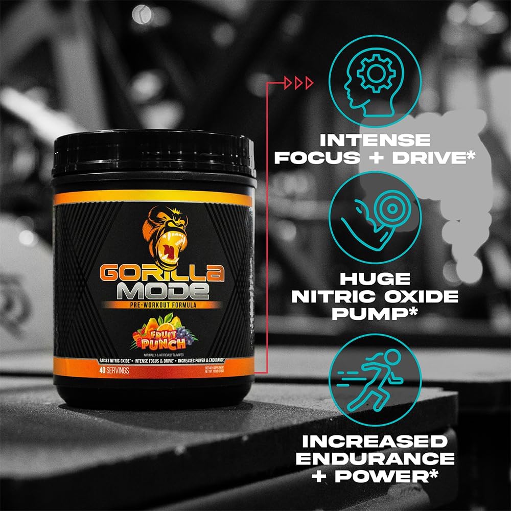Gorilla Mind Pre Workout Supplement - Enhance Focus and Energy with L-Citrulline, Creatine, and Caffeine - 836g Jungle Juice Flavor
