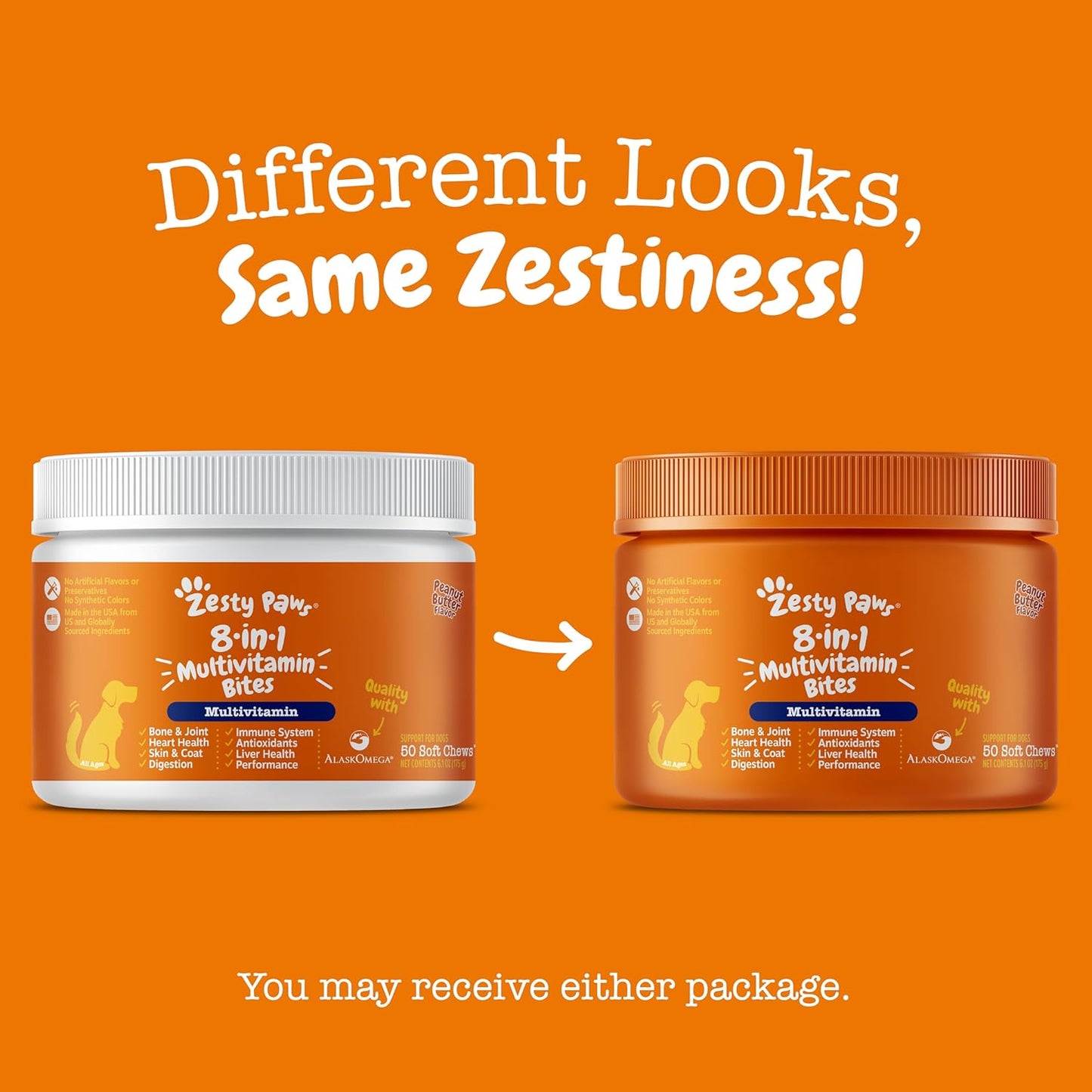 Grain Free Dog Multivitamin Treats with Glucosamine Chondroitin, Probiotics, and Enzymes for Joint, Skin, Coat, and Immune Health - 50 Count