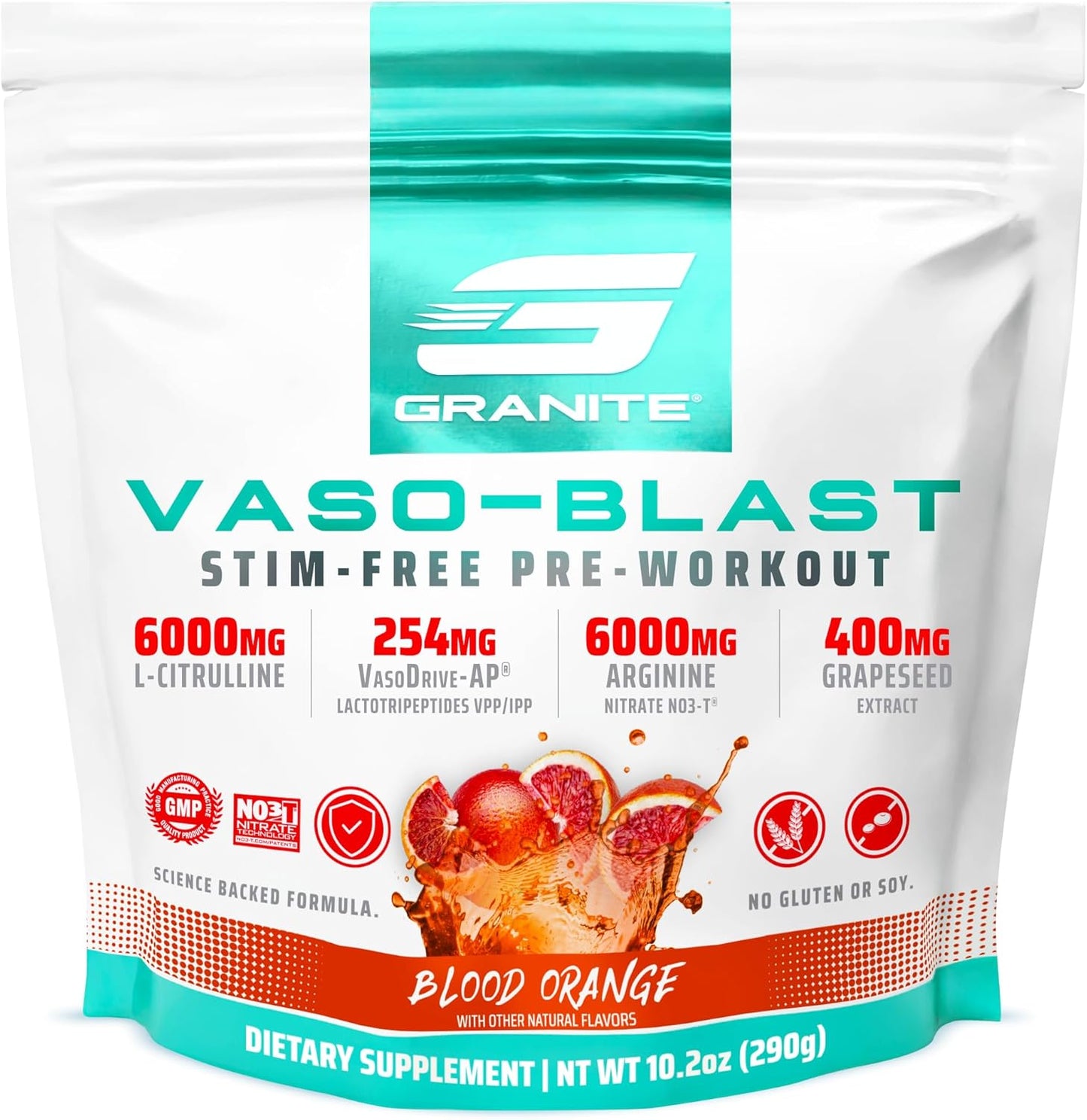 Granite Supplements Vaso Blast Blood Orange Pre Workout with Grapeseed Extract - 20 Servings