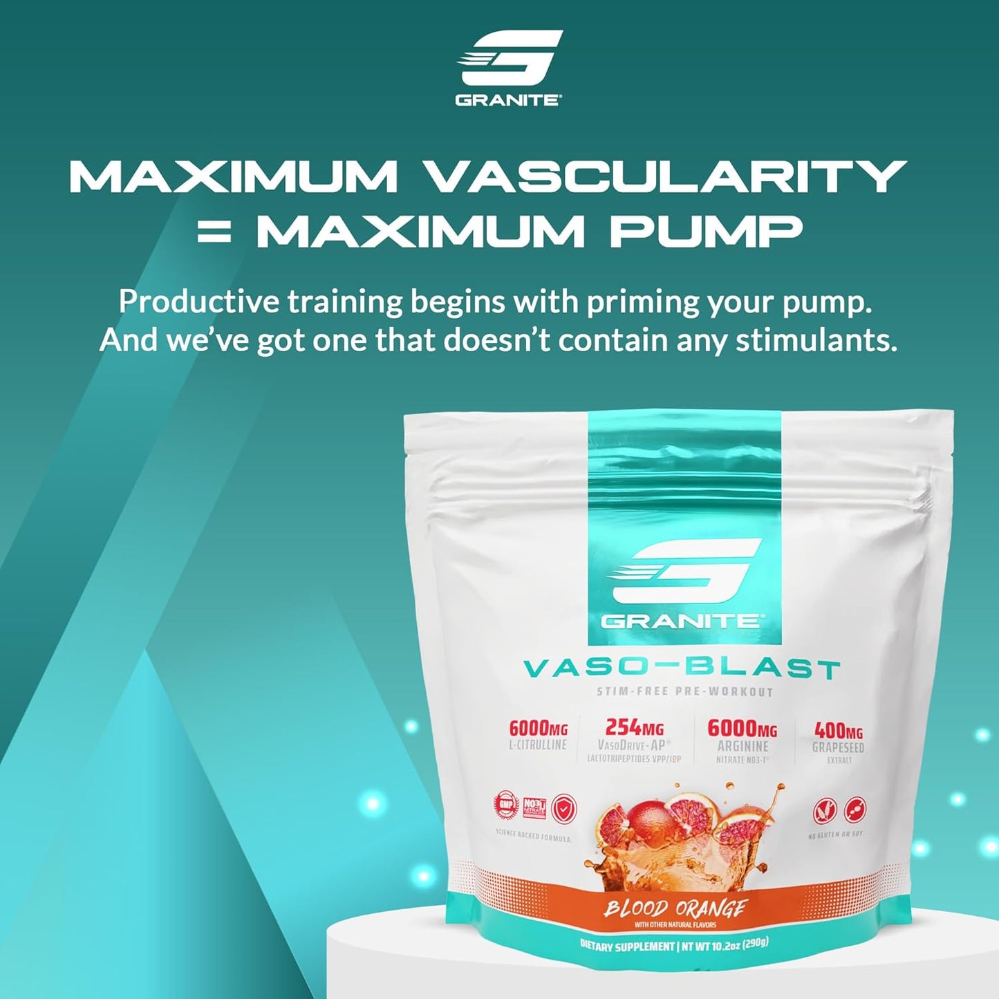 Granite Supplements Vaso Blast Blood Orange Pre Workout with Grapeseed Extract - 20 Servings