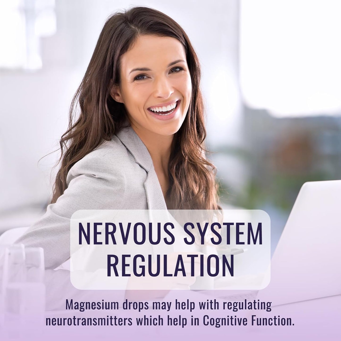 Grape Flavored Magnesium Glycinate Liquid Drops with Vitamin B6 for Sleep, Stress, Energy, Mood - 500mg, 2 FL.OZ