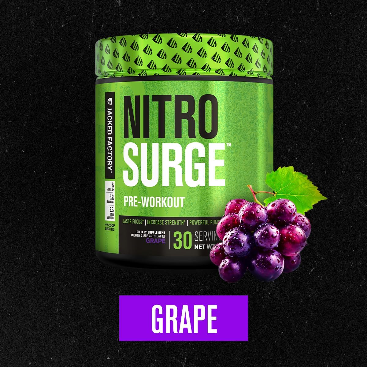 Grape Nitrosurge Pre-Workout & Fruit Punch BCAA Combo for Muscle Building and Recovery by Jacked Factory