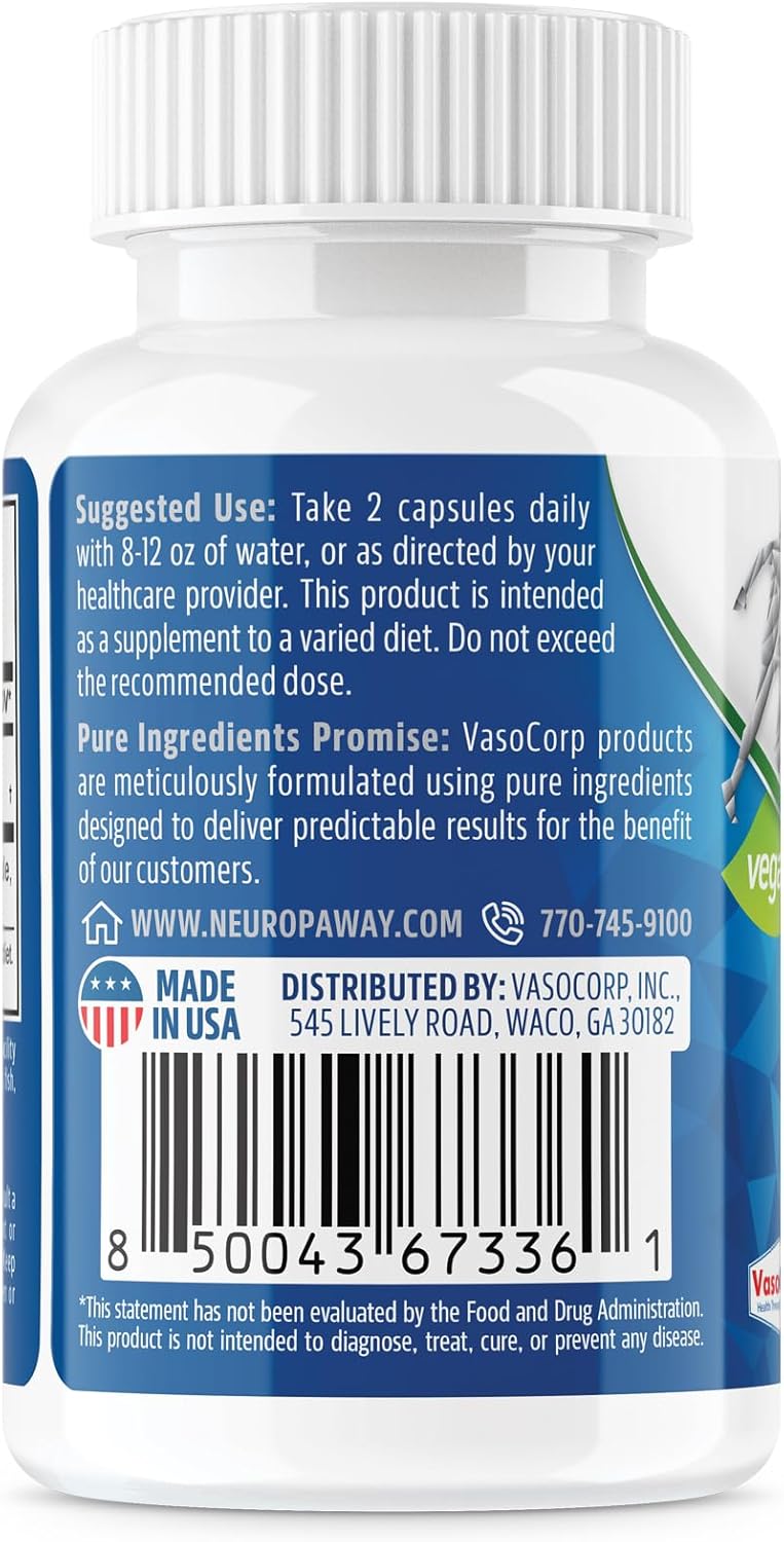 Grape Seed Extract 1000mg Capsules for Neuropathy Relief - Third Party Tested, cGMP Made (60 Count)