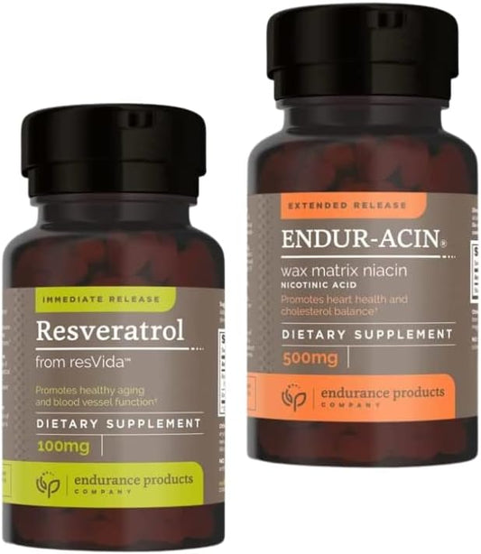Grape Skin Resveratrol Supplement with Extended Release Niacin - Antioxidant Blend for Endurance & Vitamin B3 Support