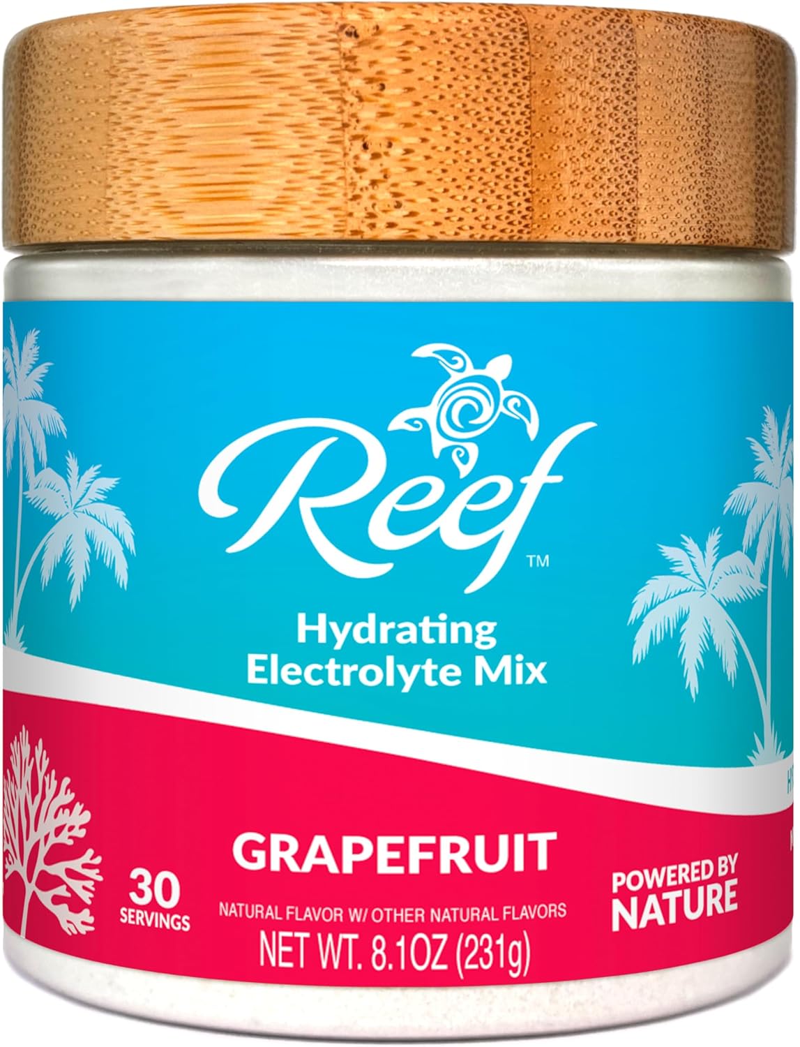 Grapefruit Hydrating Electrolyte Powder with Real Fruit, 5 Key Electrolytes, Vitamins - Non-GMO, No Added Sugar - 30 Servings