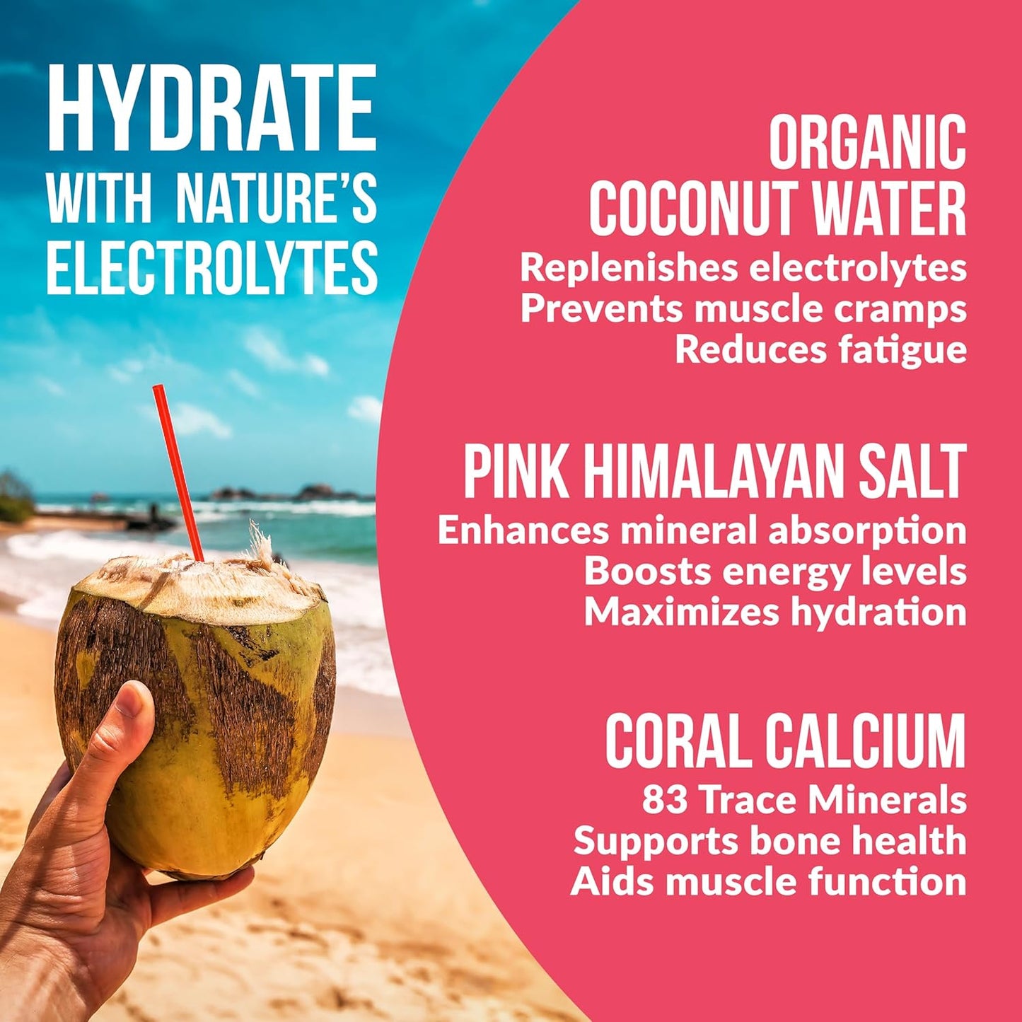 Grapefruit Hydrating Electrolyte Powder with Real Fruit, 5 Key Electrolytes, Vitamins - Non-GMO, No Added Sugar - 30 Servings