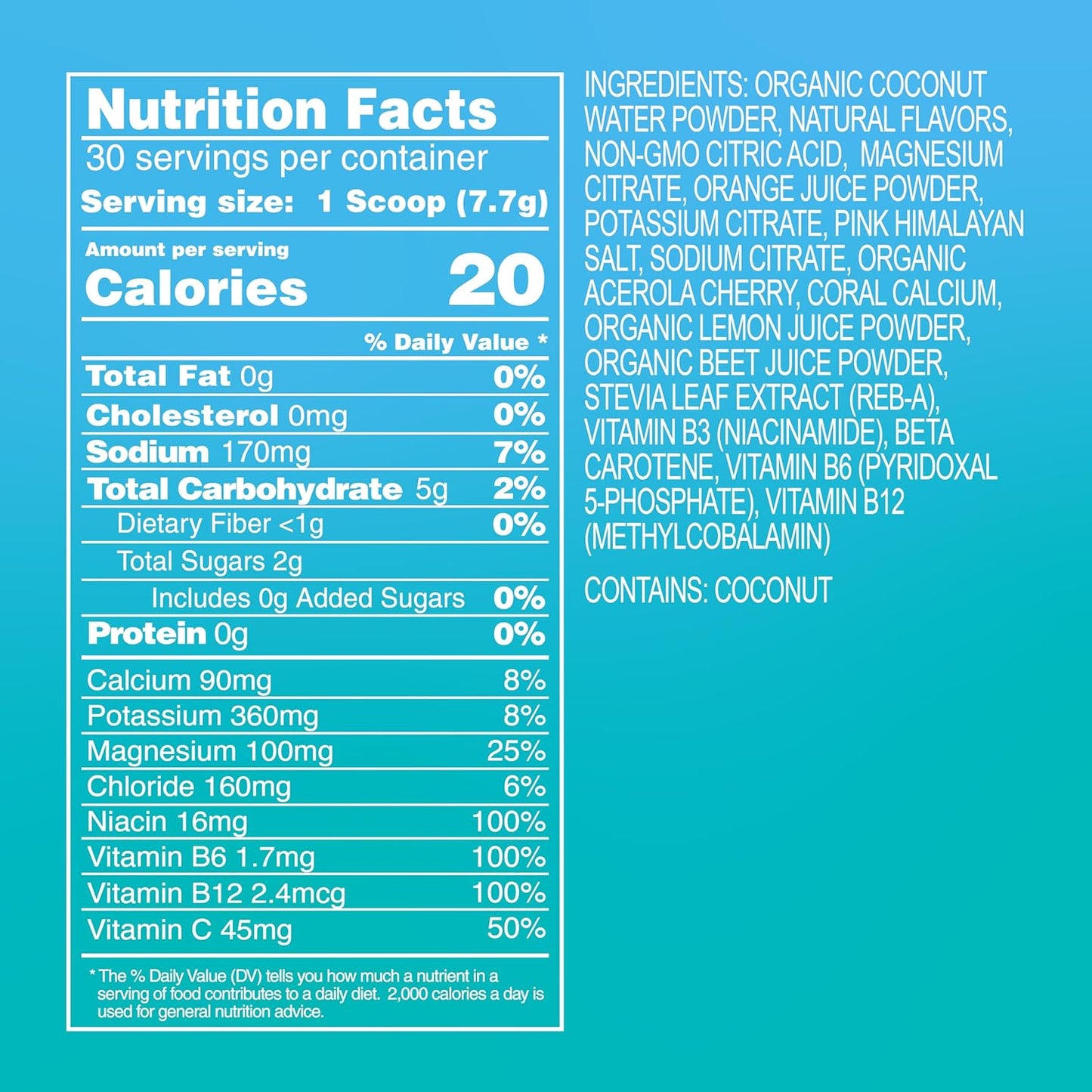 Grapefruit Hydrating Electrolyte Powder with Real Fruit, 5 Key Electrolytes, Vitamins - Non-GMO, No Added Sugar - 30 Servings