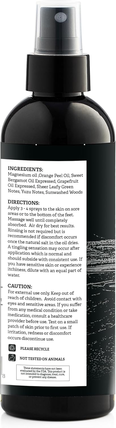 Grapefruit Magnesium Spray for Leg Discomfort and Better Sleep - 8 Oz Ultra-Pure Formula with 23mg Magnesium per Spray