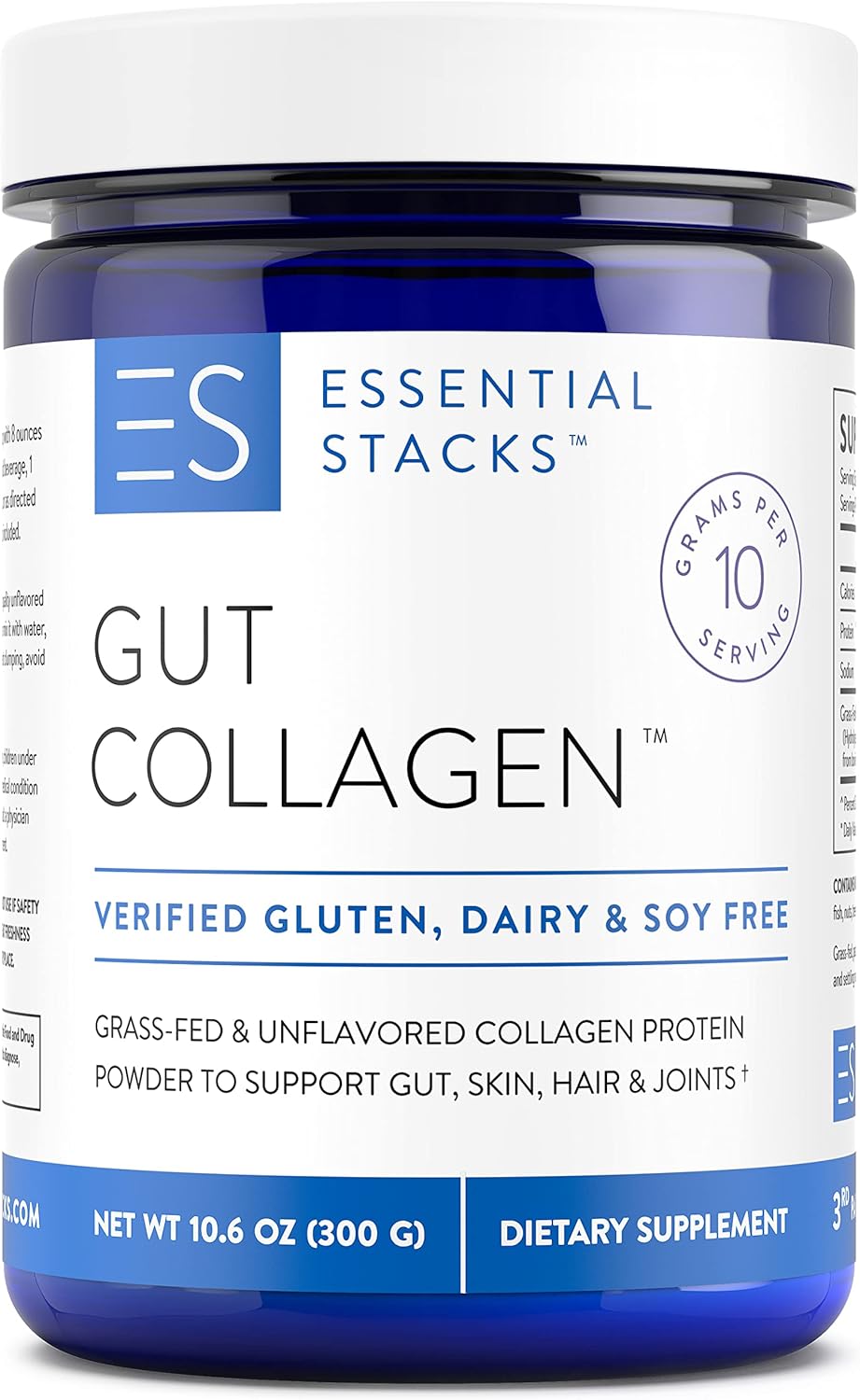 Grass Fed American Cattle Collagen Peptides Powder - Hydrolyzed Supplement (10.6 oz) - Free of Gluten, Dairy, and Soy