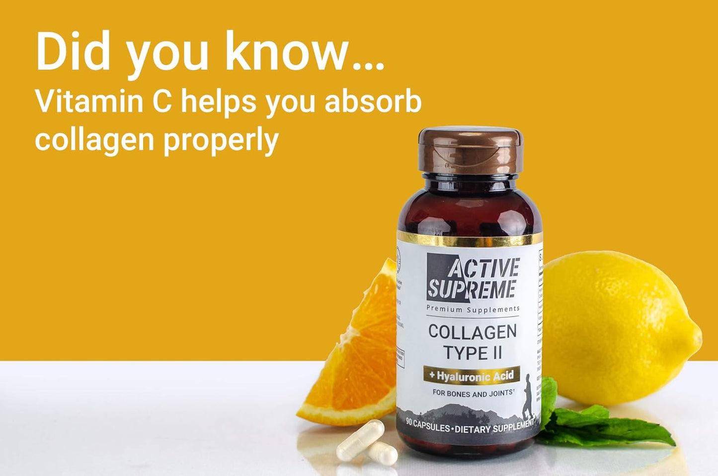 Grass Fed Beef Collagen Hydrolyzed Type 2 Capsules with Vitamin C and Hyaluronic Acid - 3 Pack for Joint and Cartilage Support