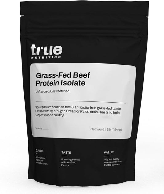Grass Fed Beef Protein Isolate Powder - 29g Protein/Serving - Paleo, Keto, Carnivore Friendly - Zero Carb, Fat, Dairy, Soy & Gluten Free - 1LB Unsweetened/Unflavored